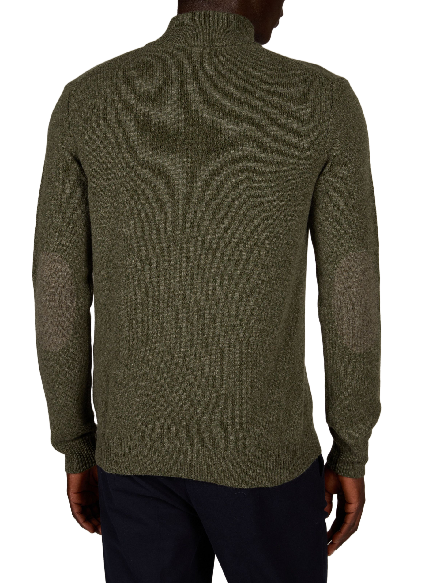 Buttoned high-neck wool sweater HACKETT Khaki