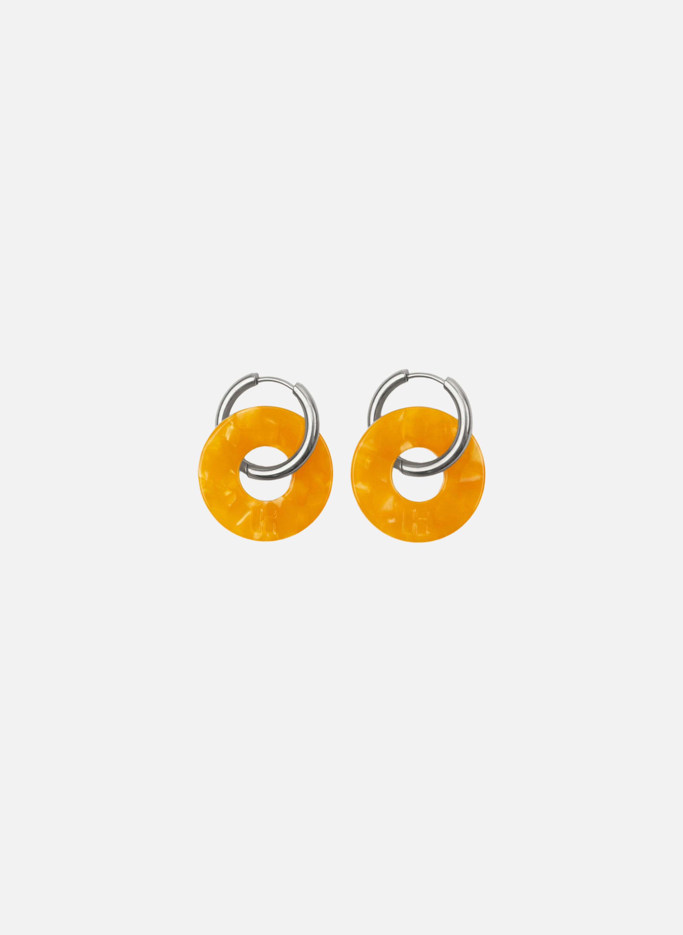 Boucles d'oreilles donuts avec anneaux en acier inoxydable argenté  Abricot