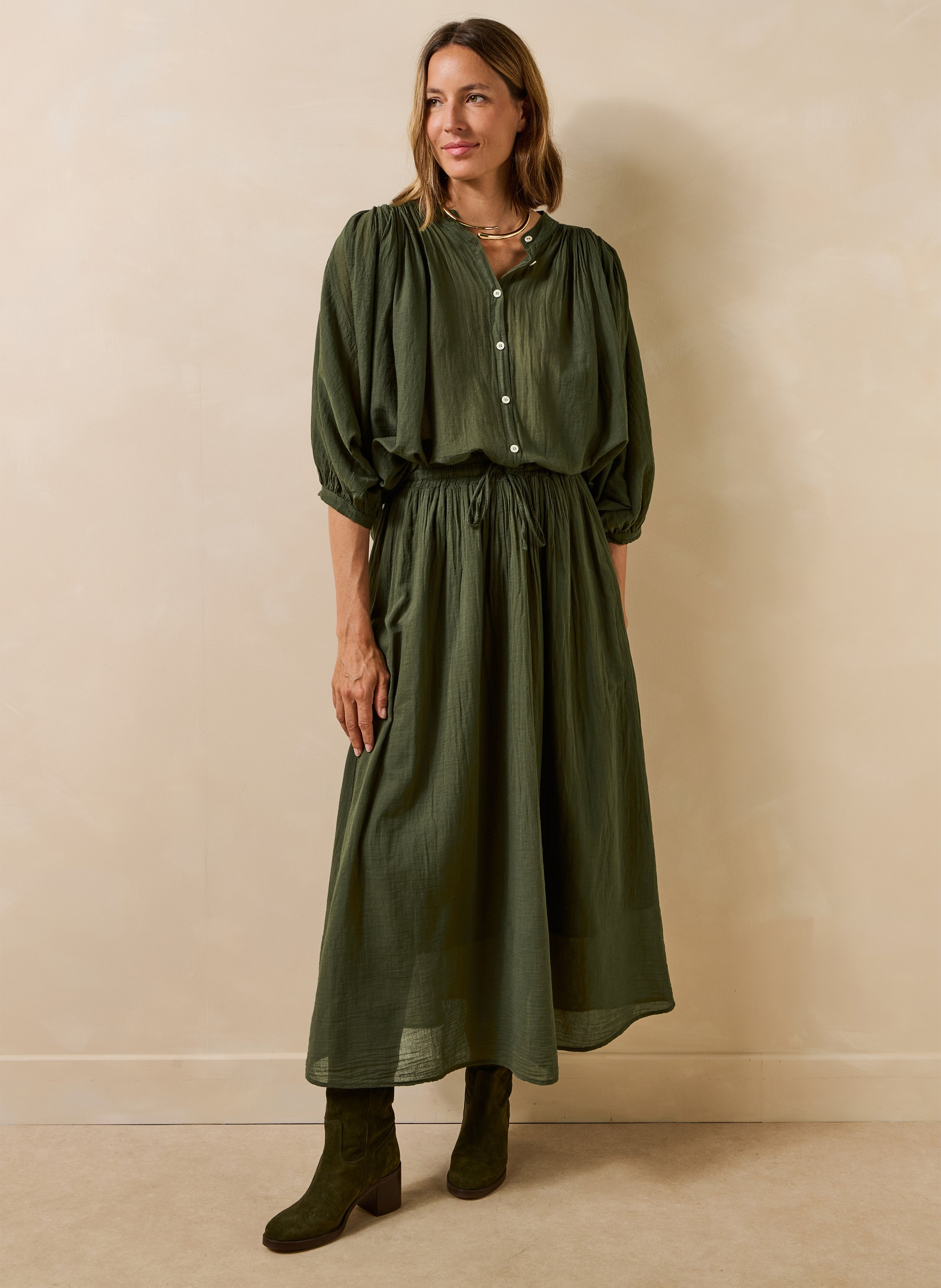 Oversized katoenen overhemd LA FEE MARABOUTEE Groen