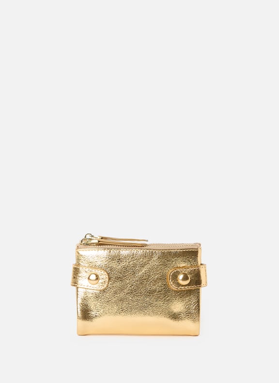 Leather coin purse Golden by AU PRINTEMPS PARIS AU PRINTEMPS PARIS Leather coin purse Golden