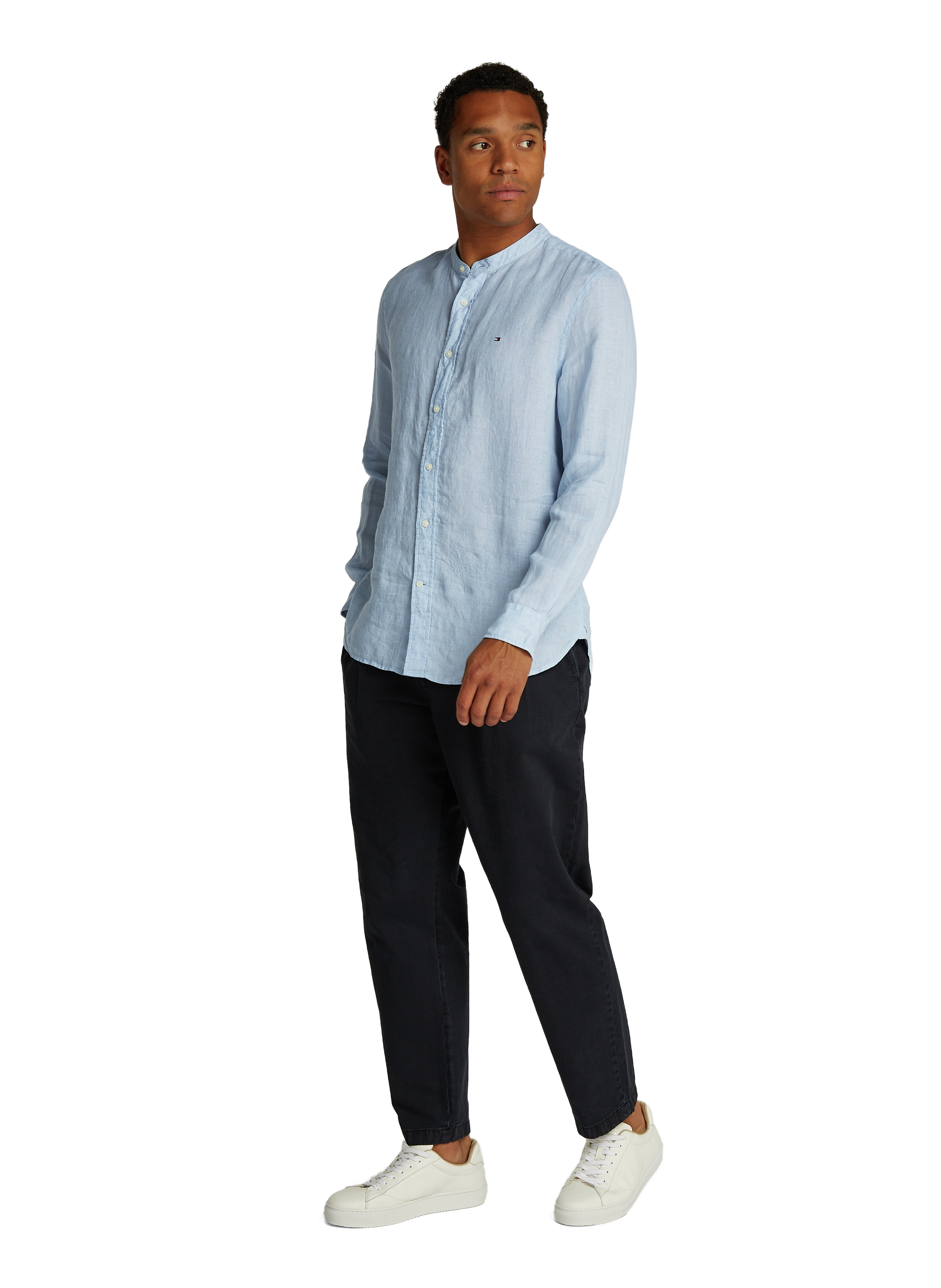 Chemise en lin à col mao TOMMY HILFIGER Bleu