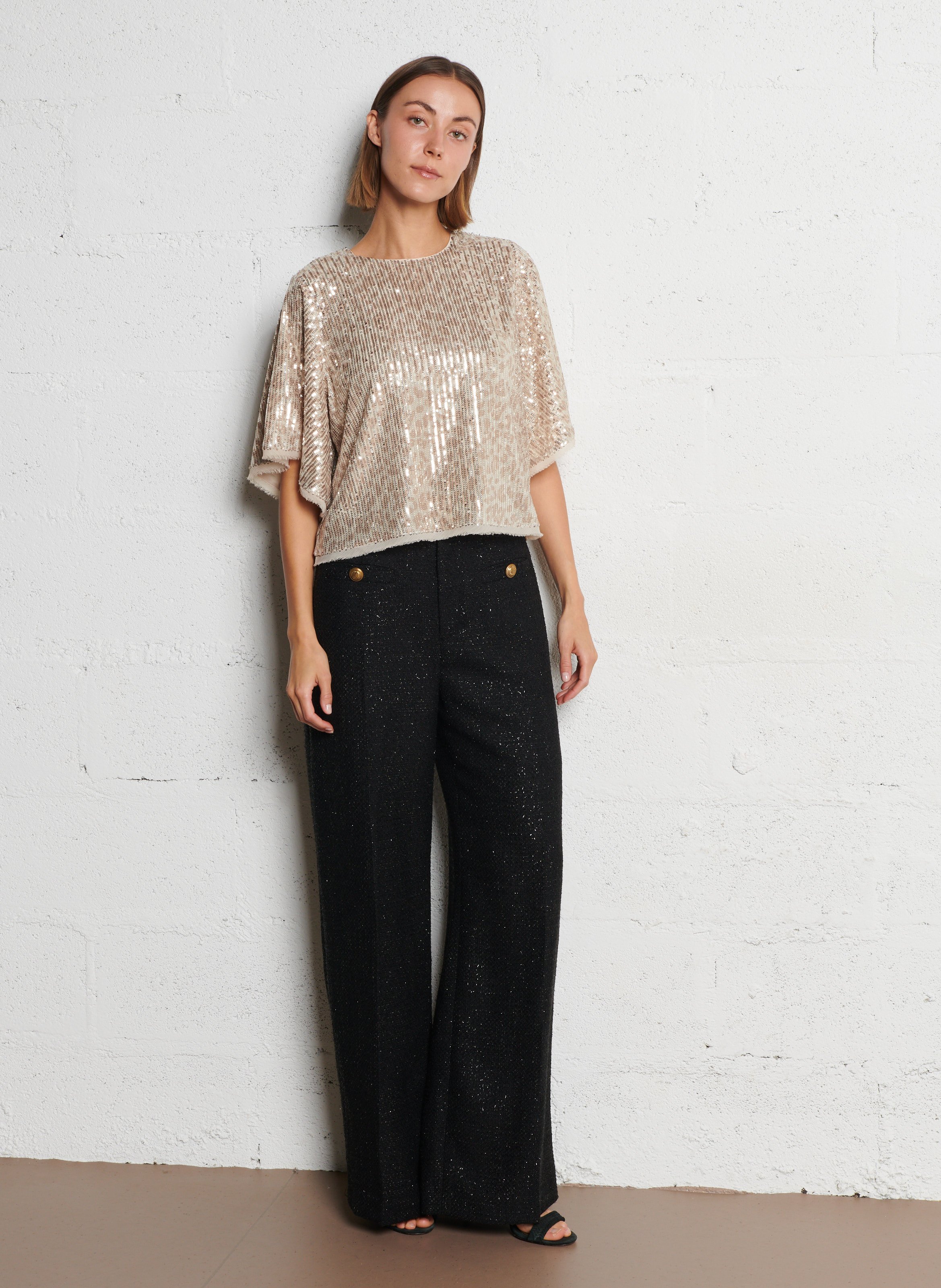 Top oversize brodé IKKS Beige