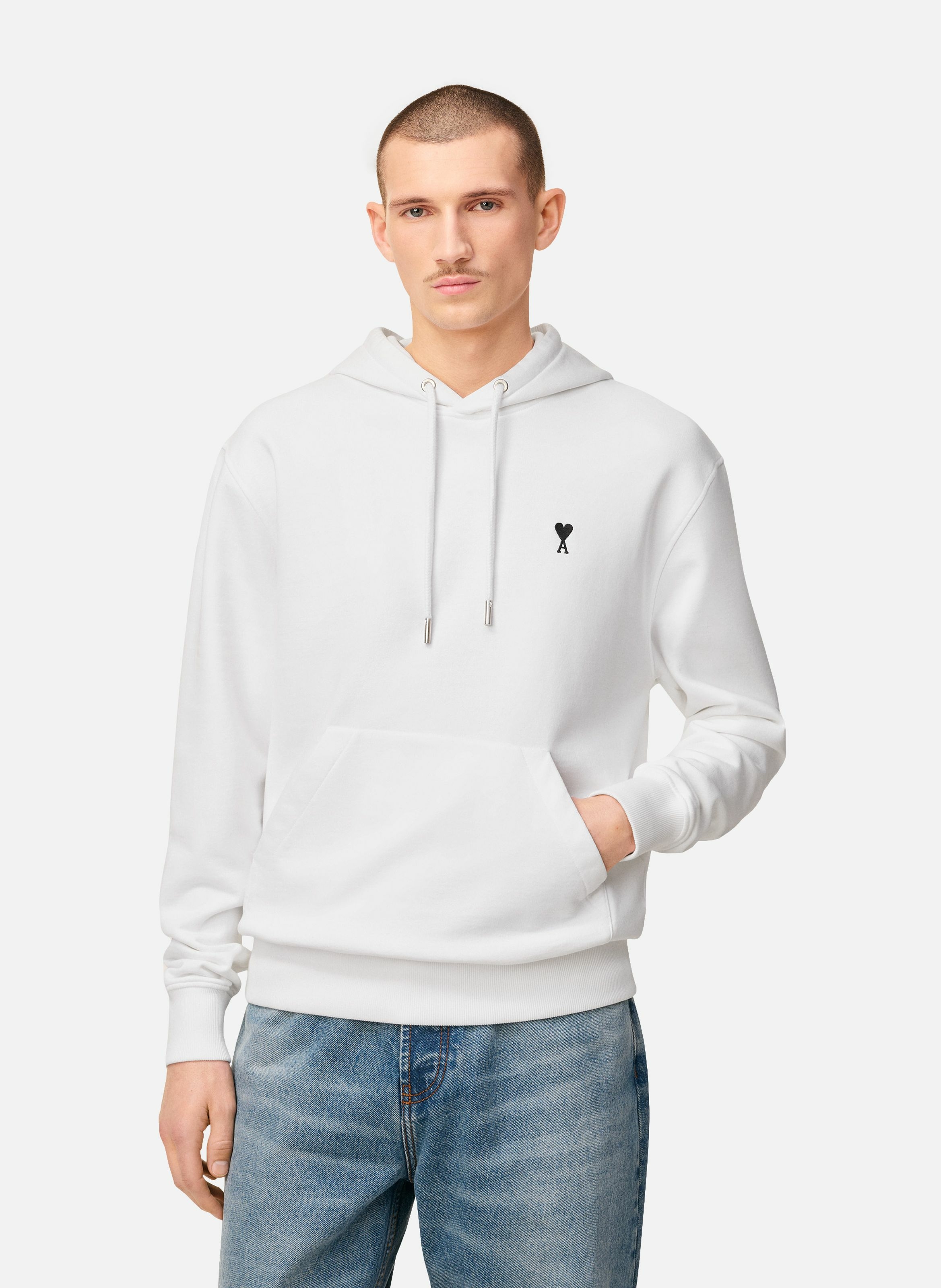 Hoodie ami de coeur en coton AMI PARIS Blanc