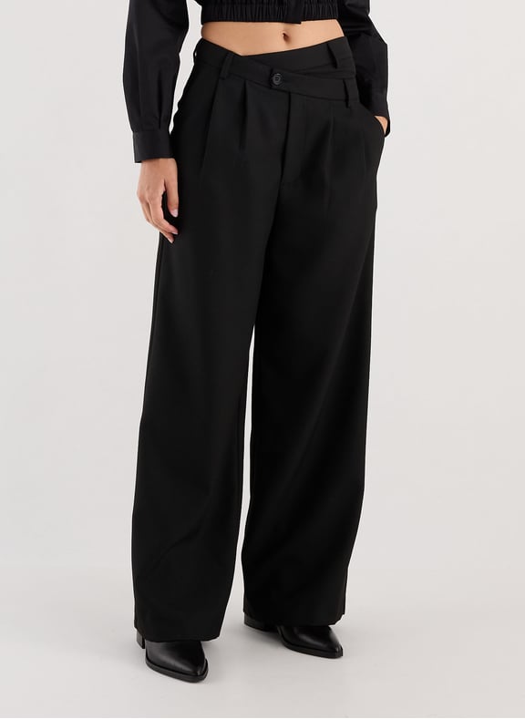 Pantalon large taille haute Ucros Noir by SAISON 1865 SAISON 1865 Pantalon large taille haute Ucros Noir