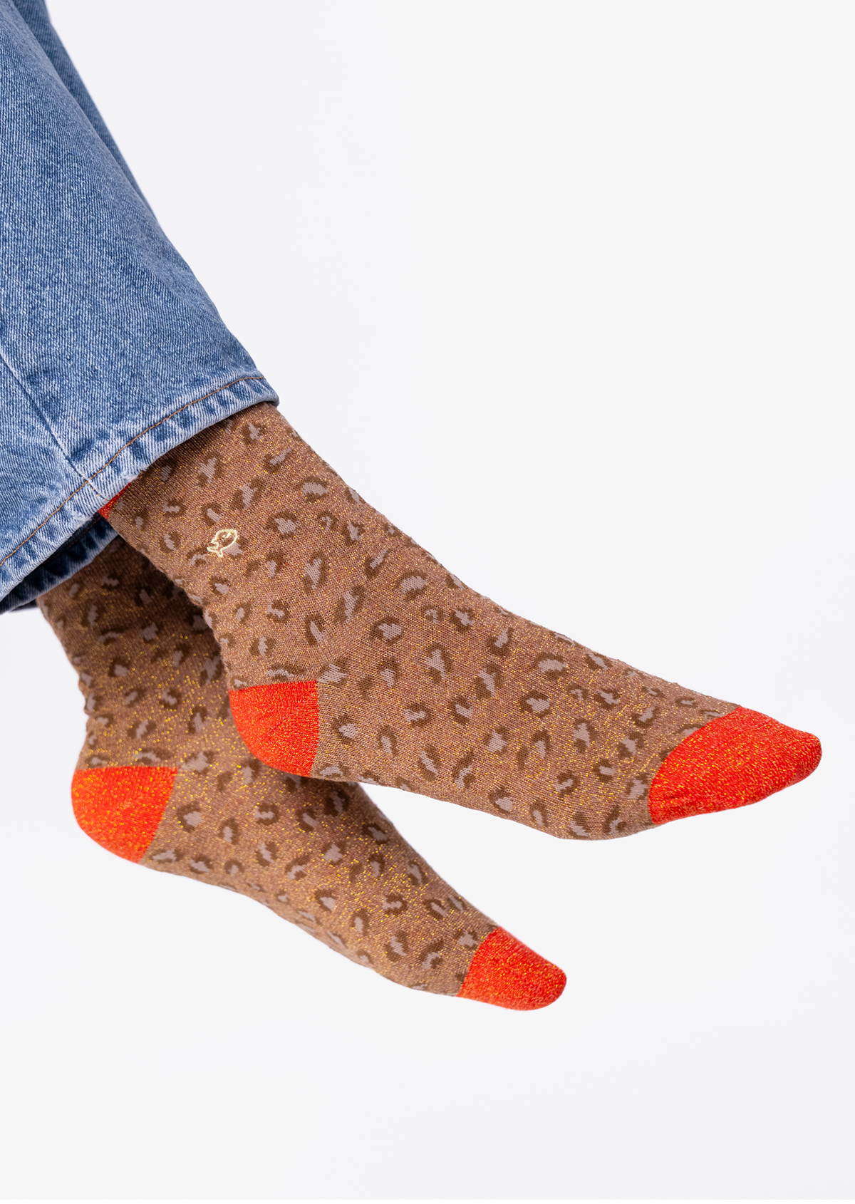 Chaussettes en coton peigné léopard BILLYBELT Marron