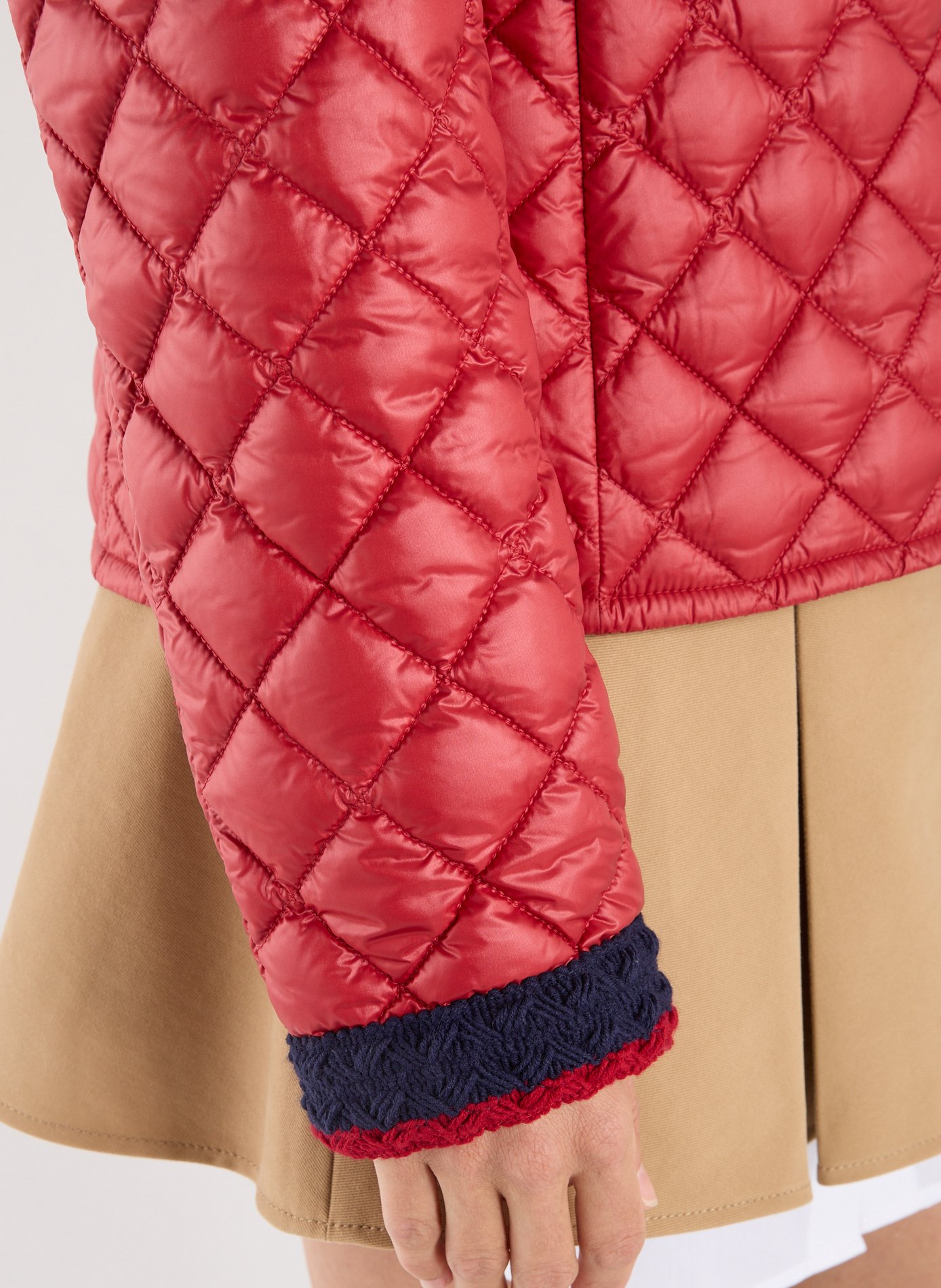 Quilted straight hooded jacket MONCLER Red