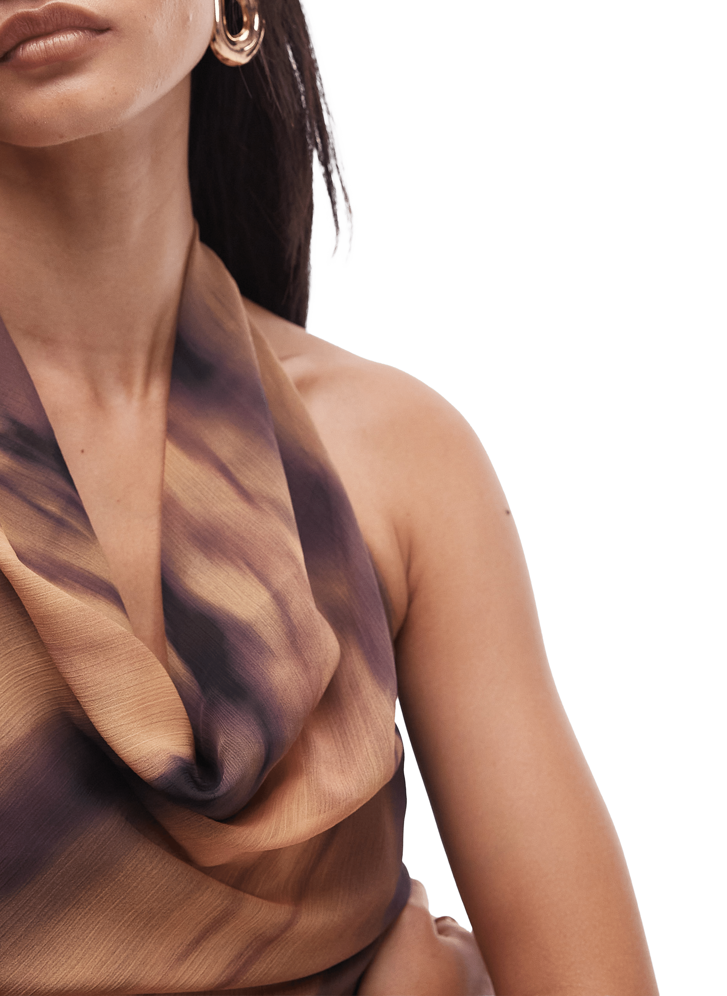 Top dos-nu imprimé TOPSHOP Marron