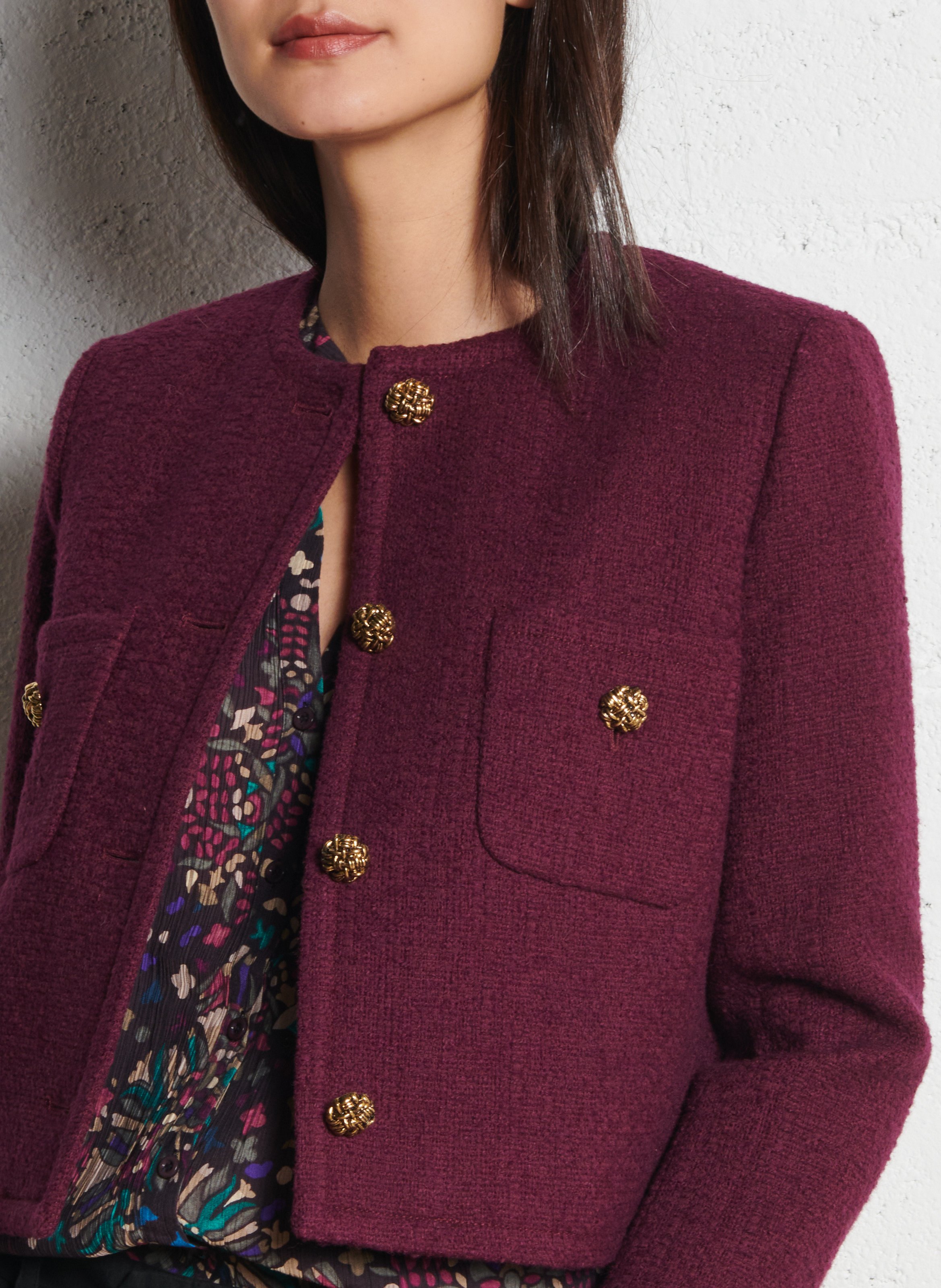 Veste courte en coton et laine mélangés meredith BA&SH Violet