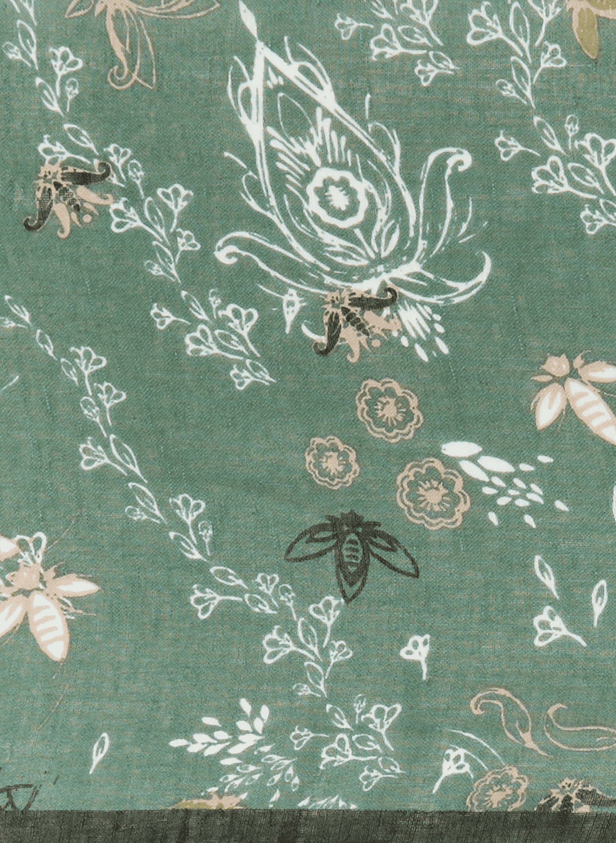 Artemis printed linen scarf PETRUSSE Green