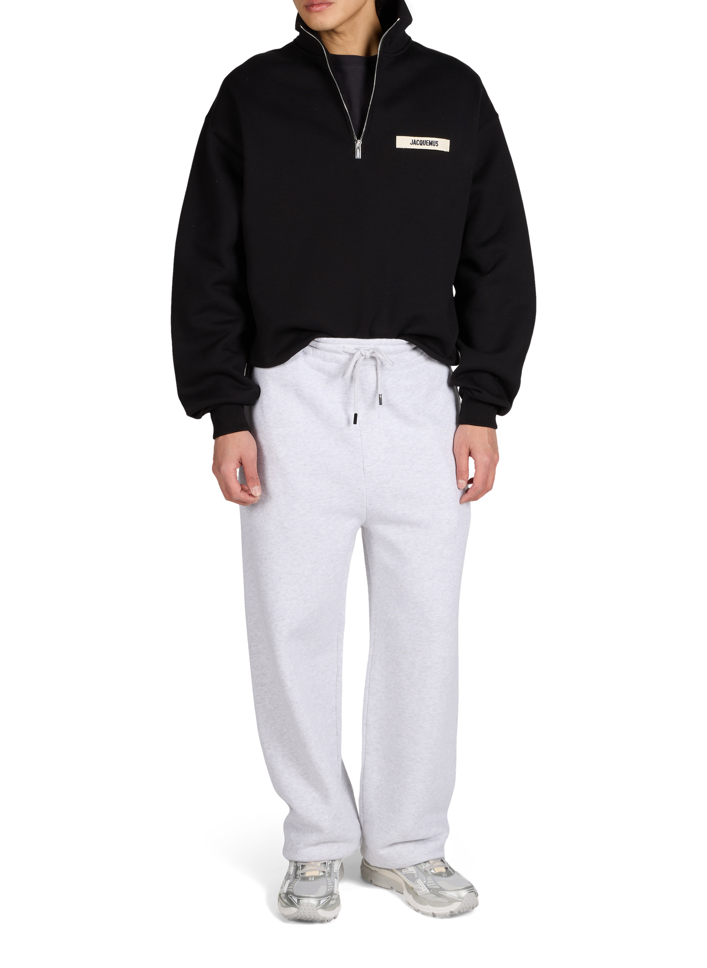Zip-up trucker sweatshirt in cotton Gros Grain JACQUEMUS Black