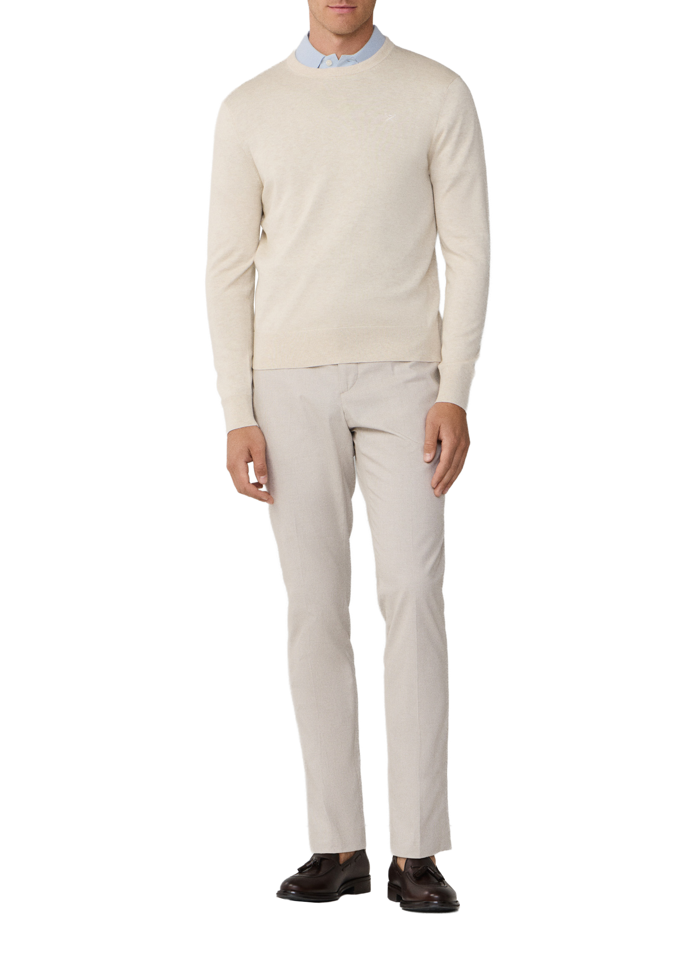 Round neck sweater in cotton and silk HACKETT Beige