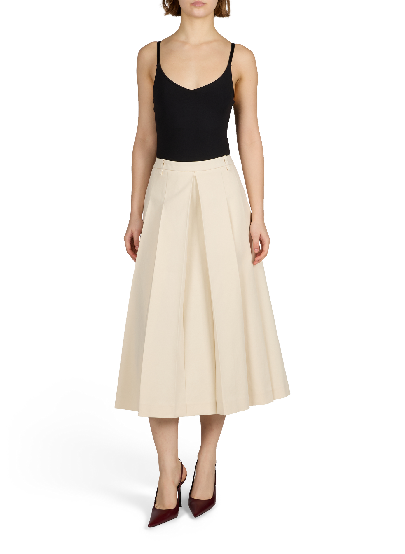 Pleated midi skirt in blended cotton LE 17 SEPTEMBRE Beige