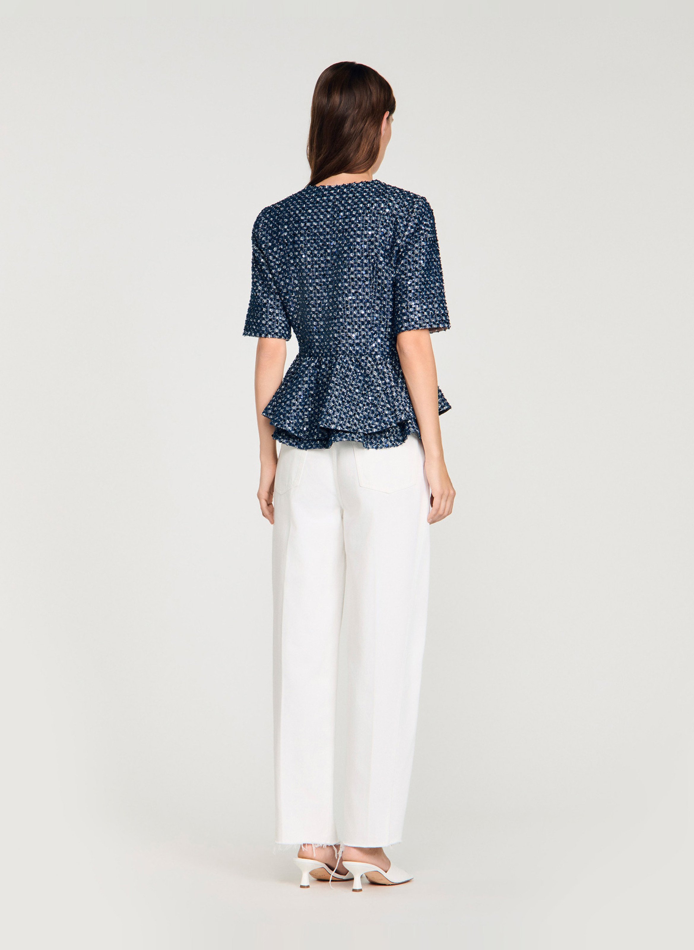 Veste col v à sequins SANDRO Bleu