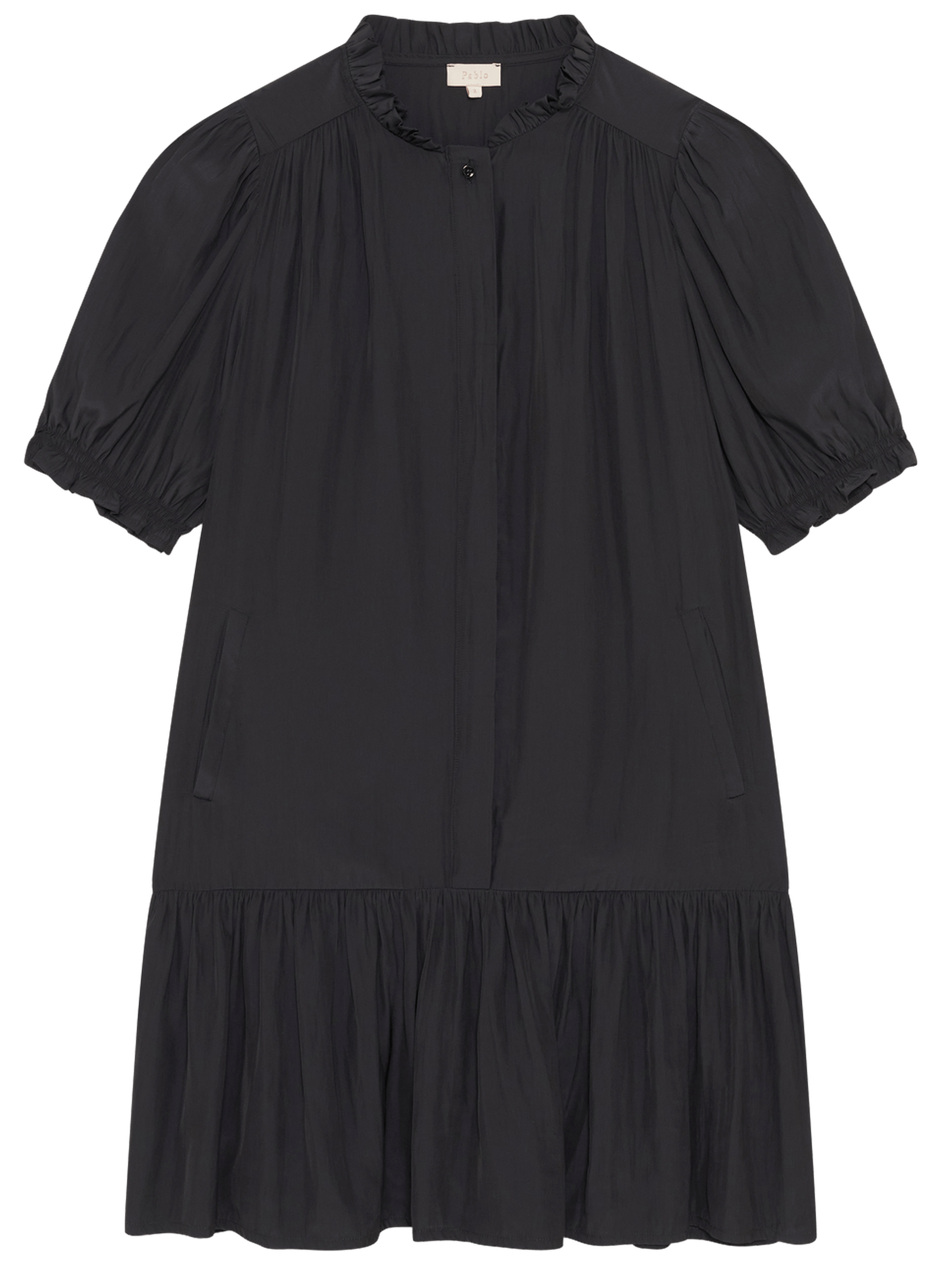 Robe droite et courte à volants - amalia PABLO Noir