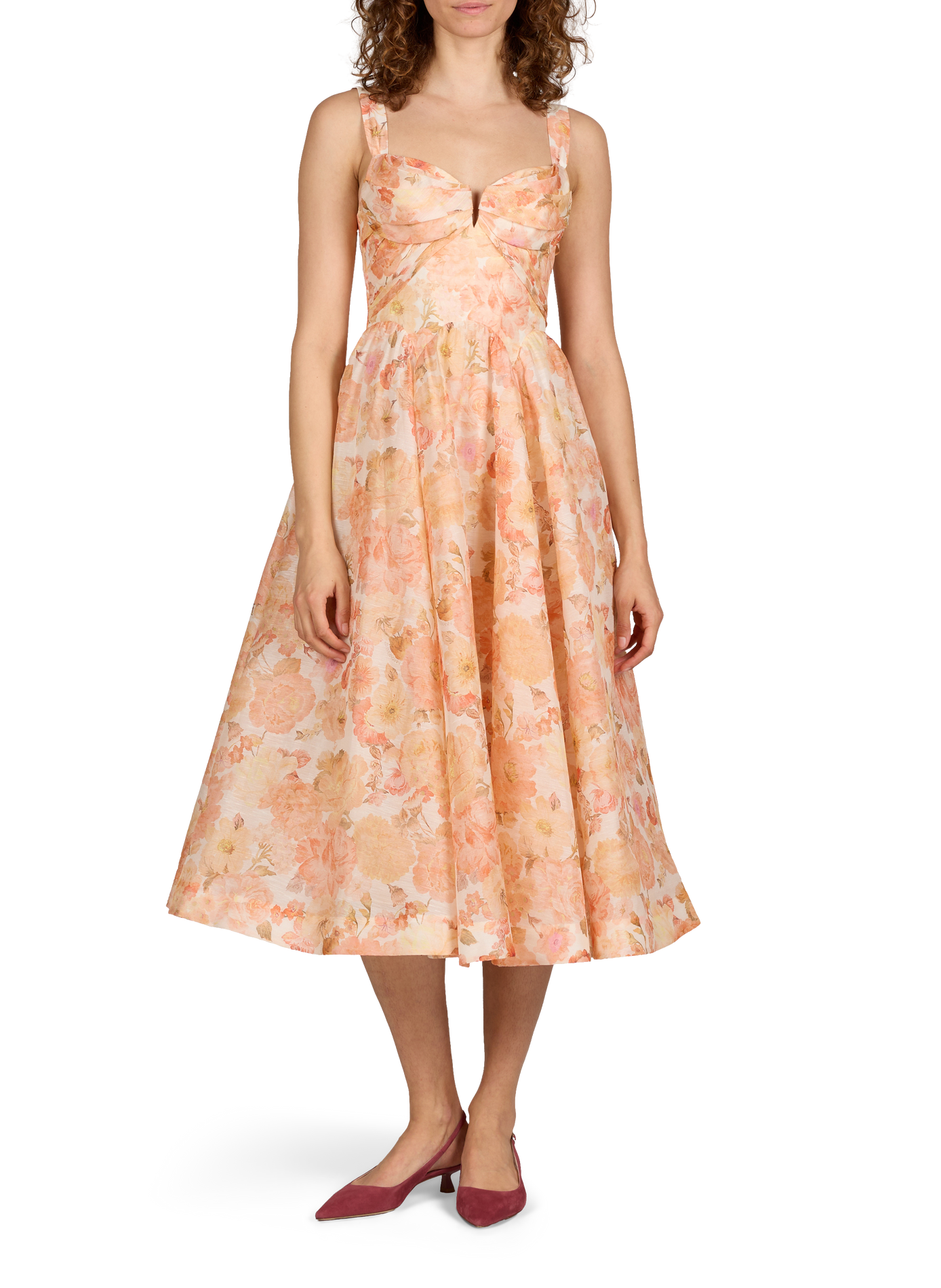 Rebellion draped midi dress in linen and silk ZIMMERMANN Multicolour