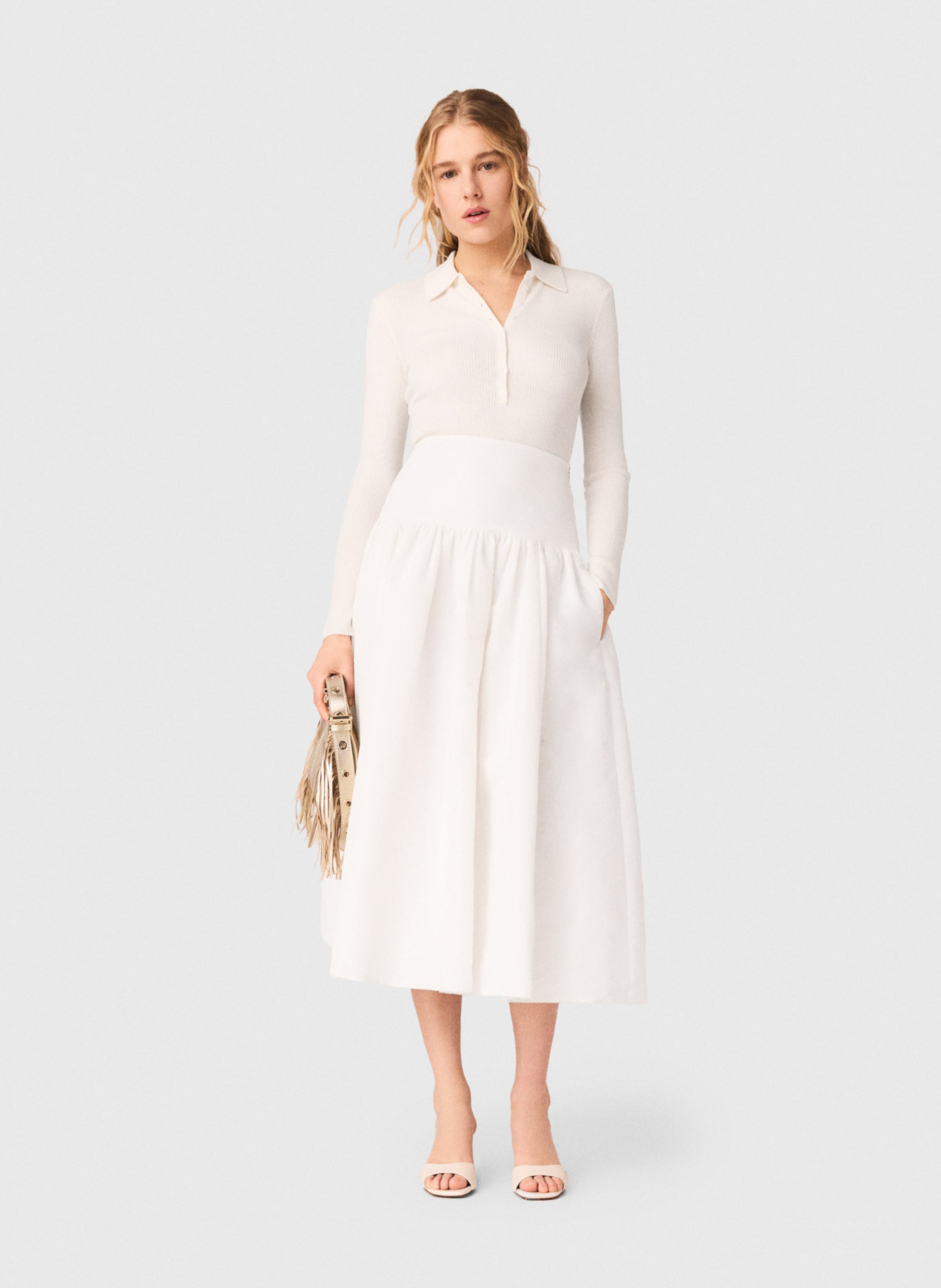 Jupe midi évasée MAJE Blanc