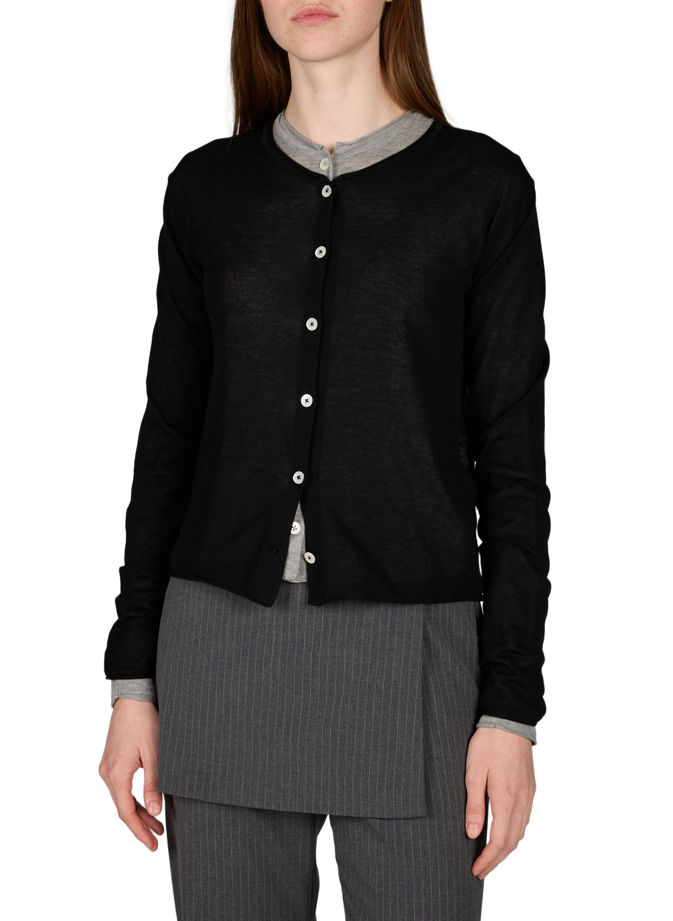 Transparent round-neck cardigan in blended cotton DUNST Black
