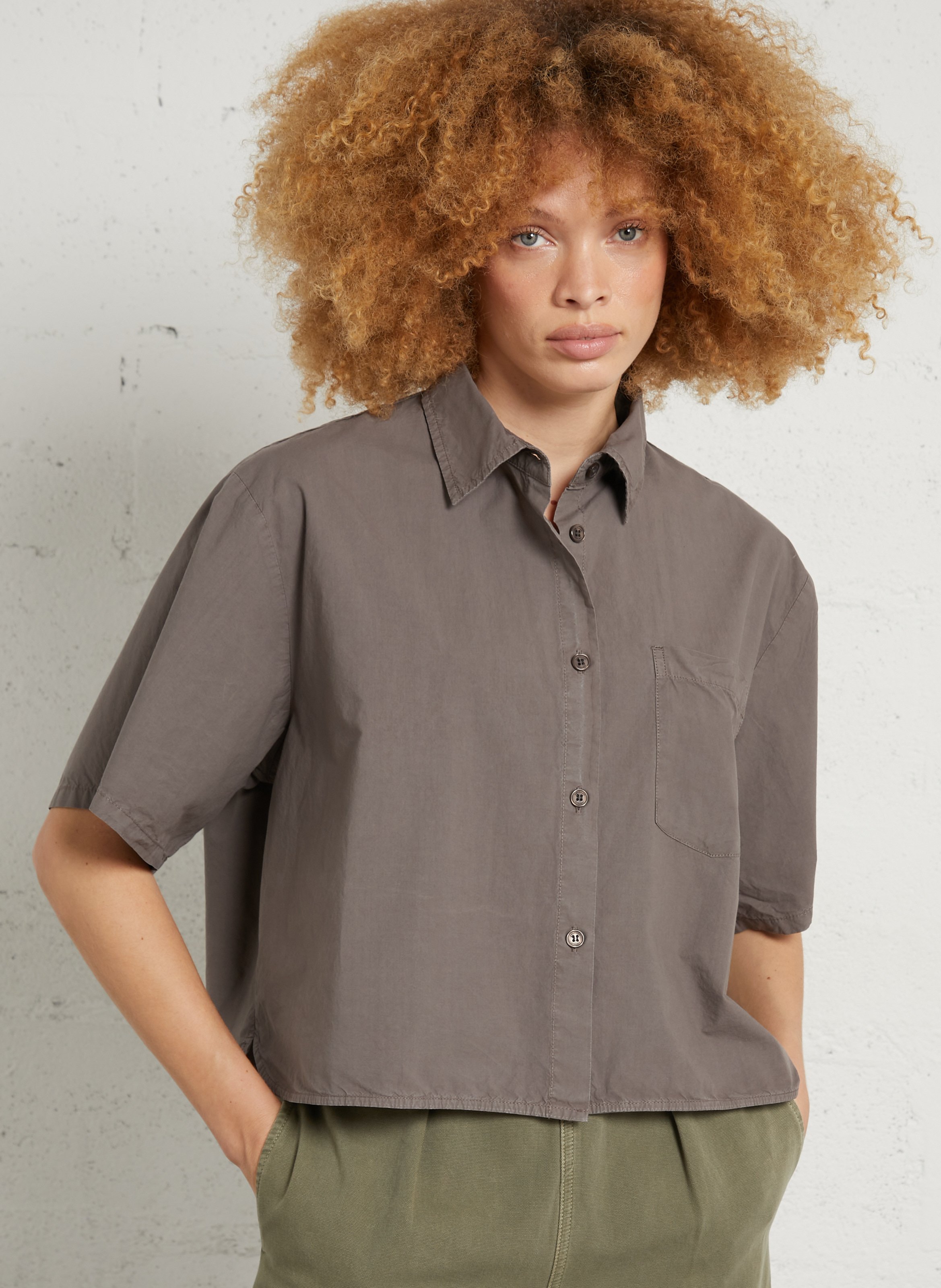 Chemise ample en coton bio bailow AMERICAN VINTAGE Gris