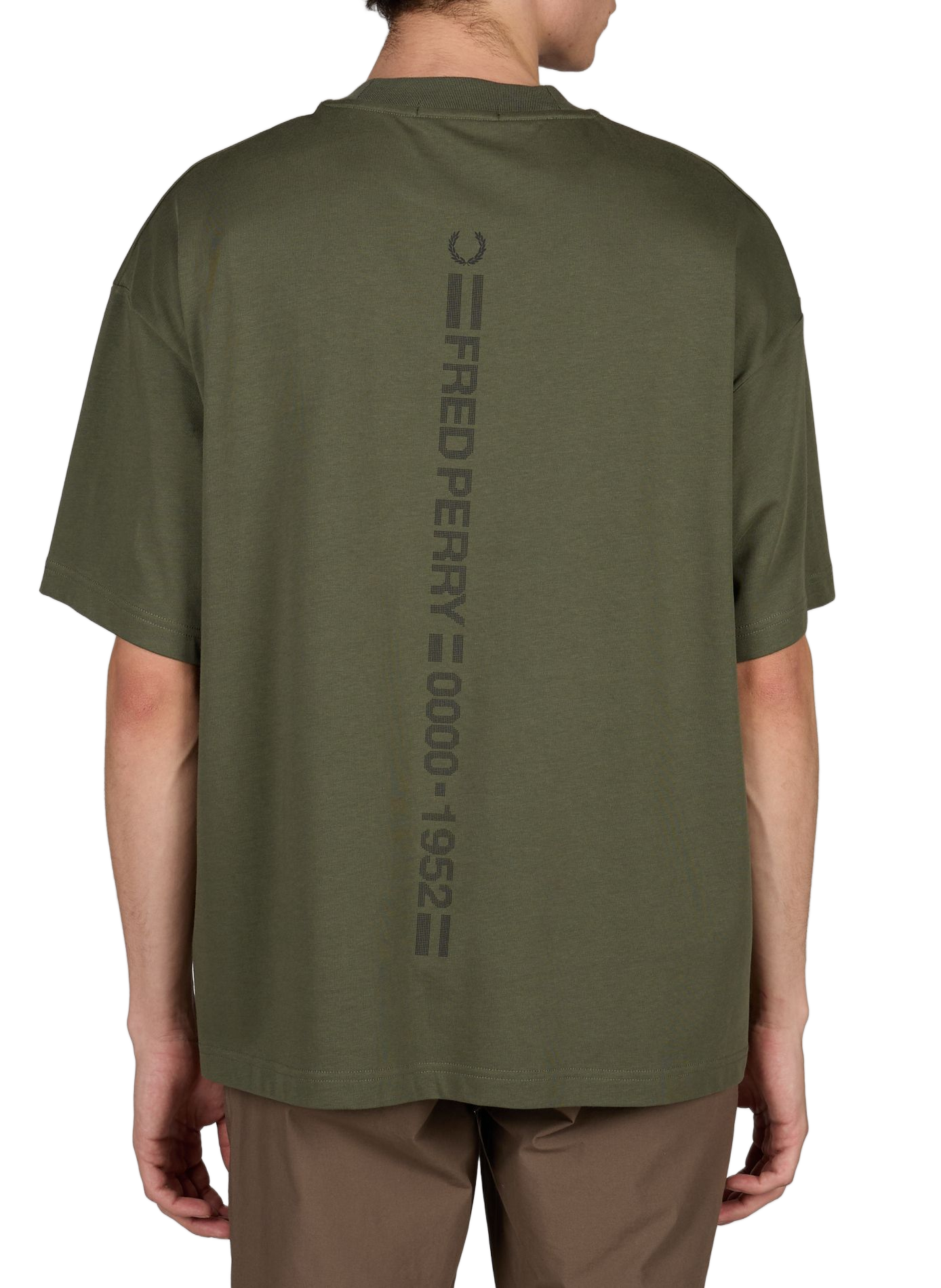 Oversized t-shirt with cotton back print FRED PERRY Green