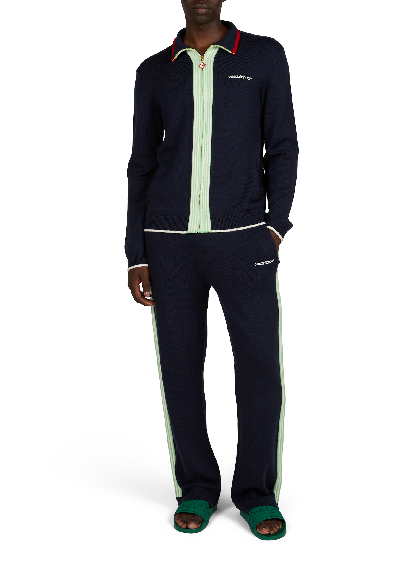 Merino wool embroidered logo trousers CASABLANCA PARIS Blue