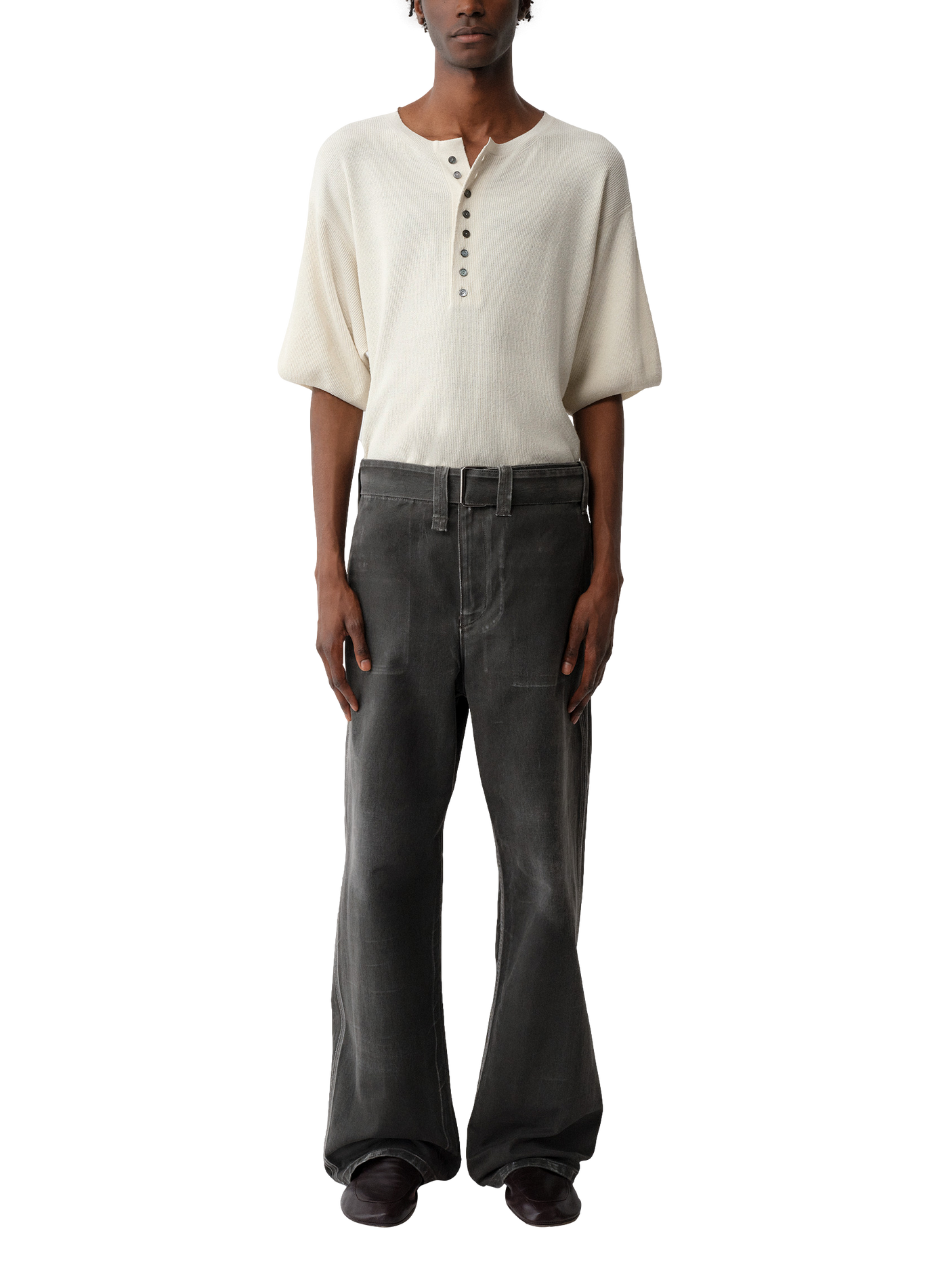 Men's Straight Wide Leg Cotton Jeans CALVIN KLEIN COLLECTION Black