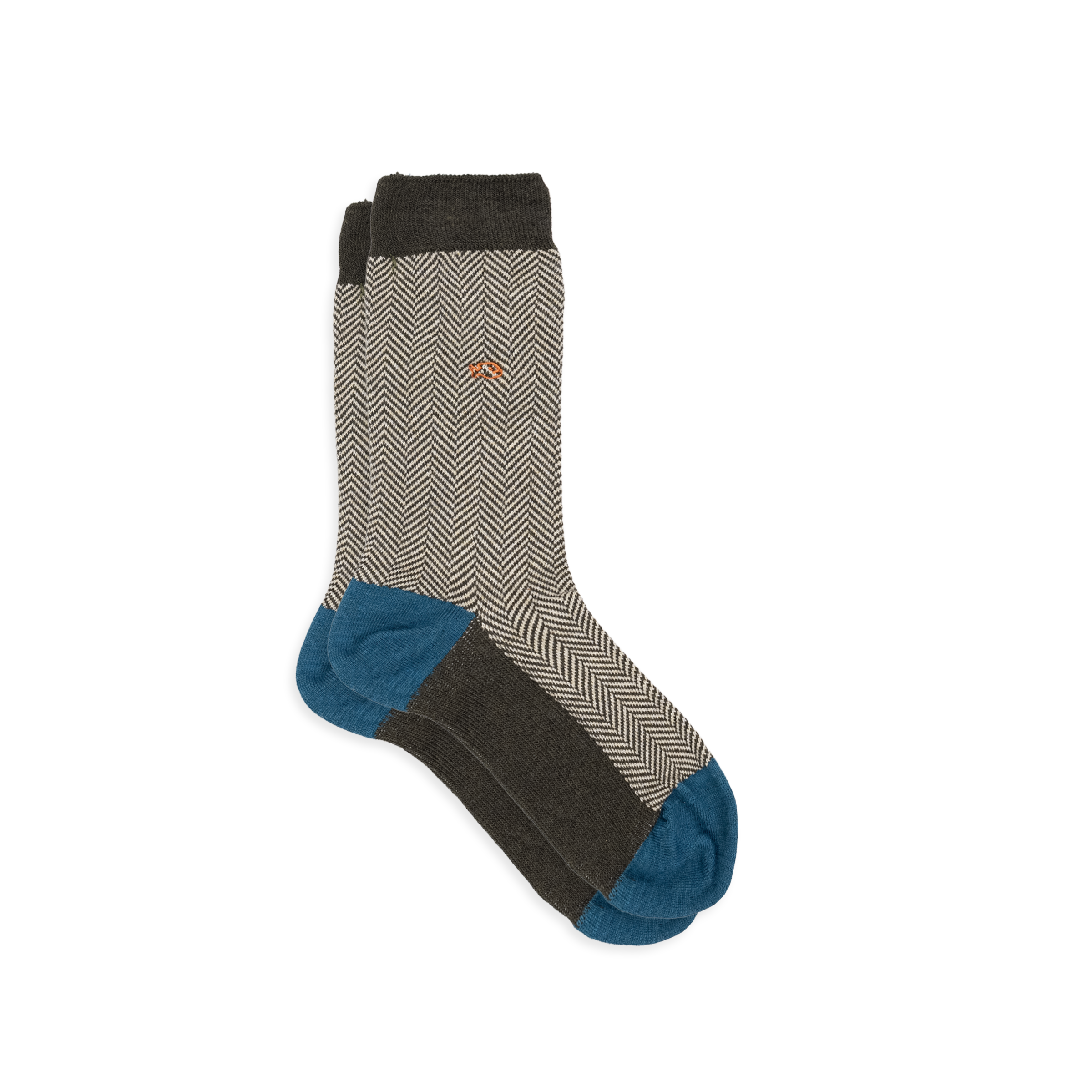 Chaussettes en coton peigné chevrons  Kaki