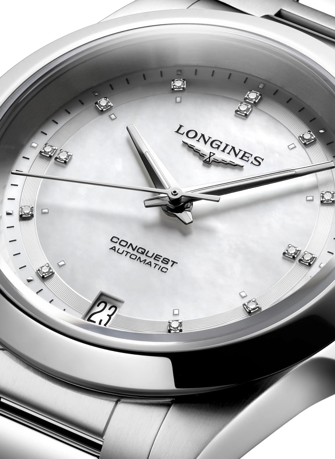 Montre automatique Conquest 2023 en acier inoxydable LONGINES Blanc