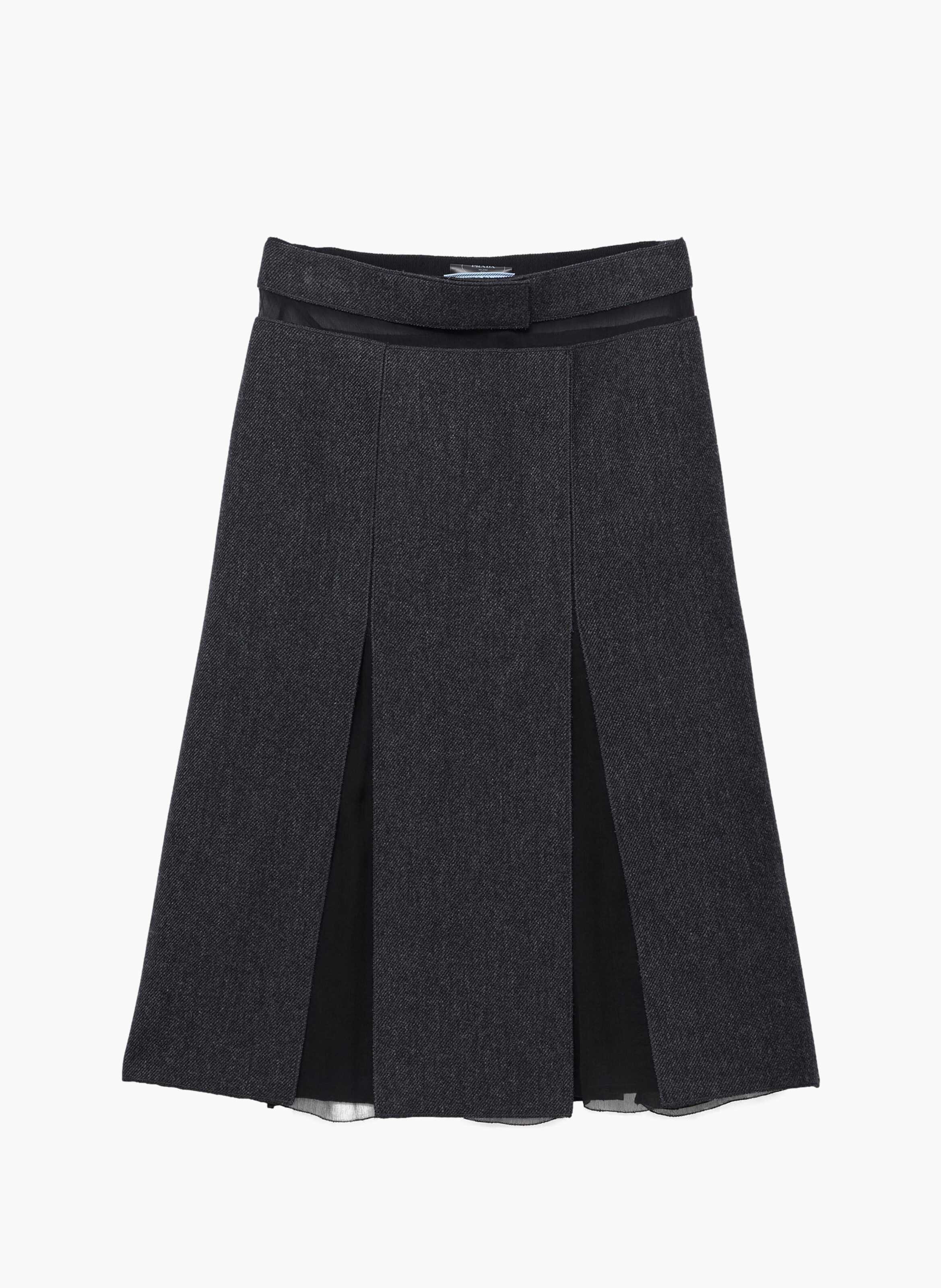 Jupe midi en double laine PRADA Gris