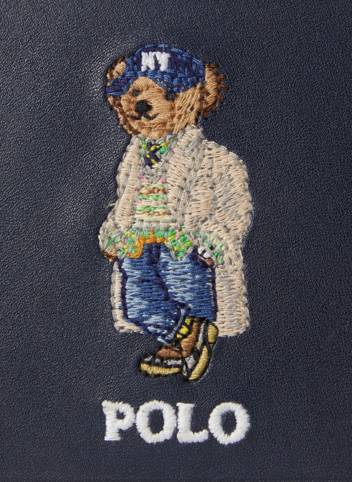 Portefeuille brodé en cuir POLO RALPH LAUREN Bleu