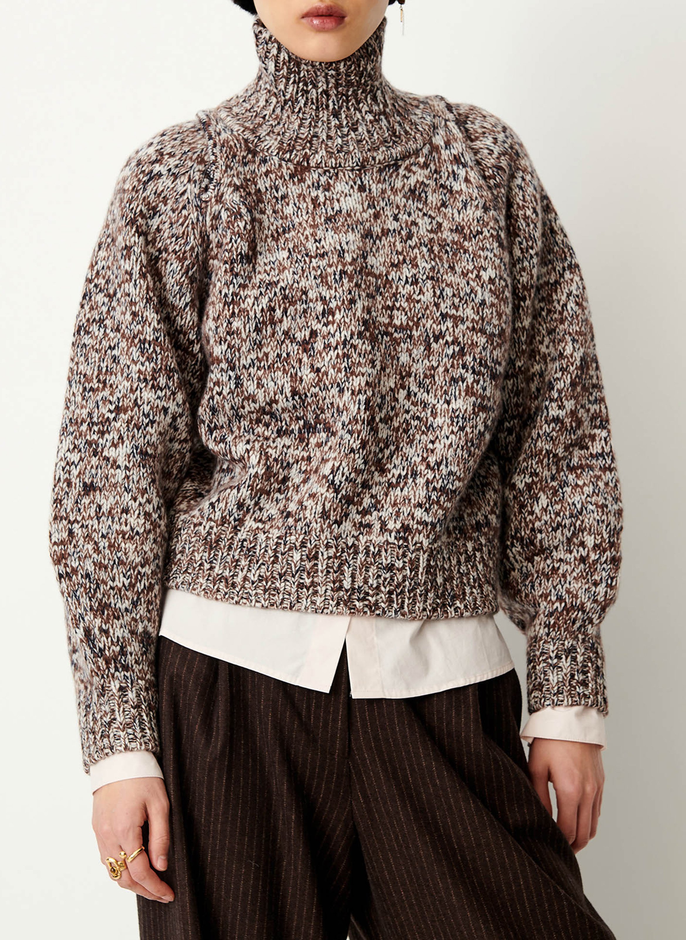 Pull ample col montant en laine mannrey SESSUN Marron