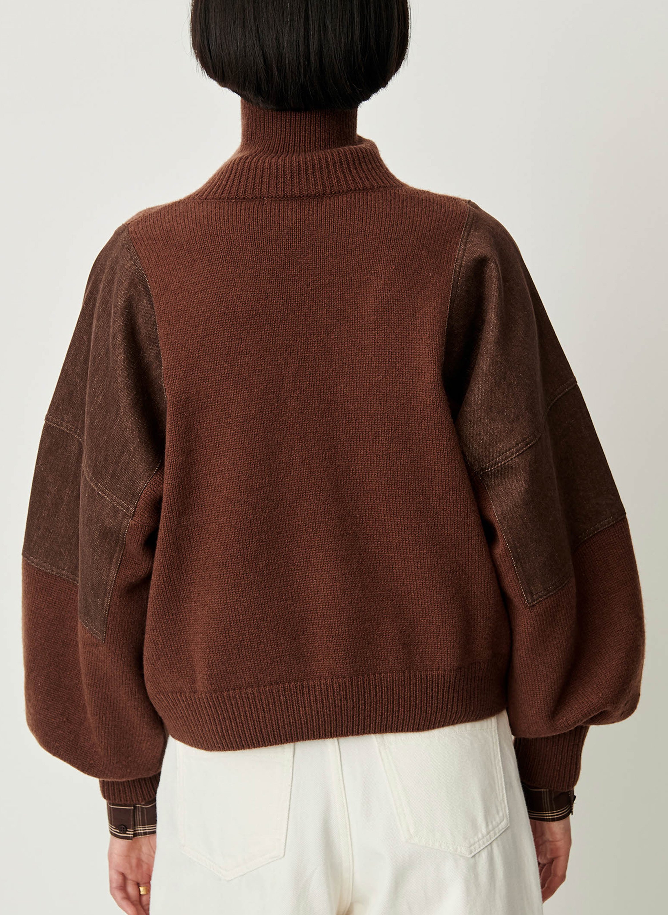 Pull oversize col montant en laine wyssal SESSUN Marron