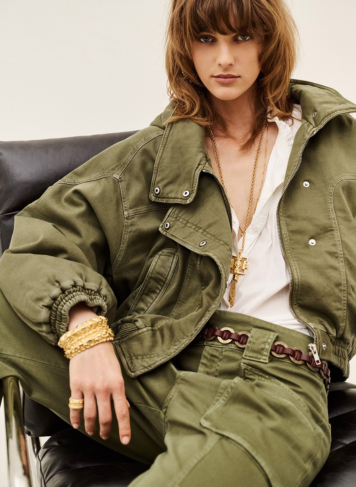 Blouson col montant en coton nalo BA&SH Kaki