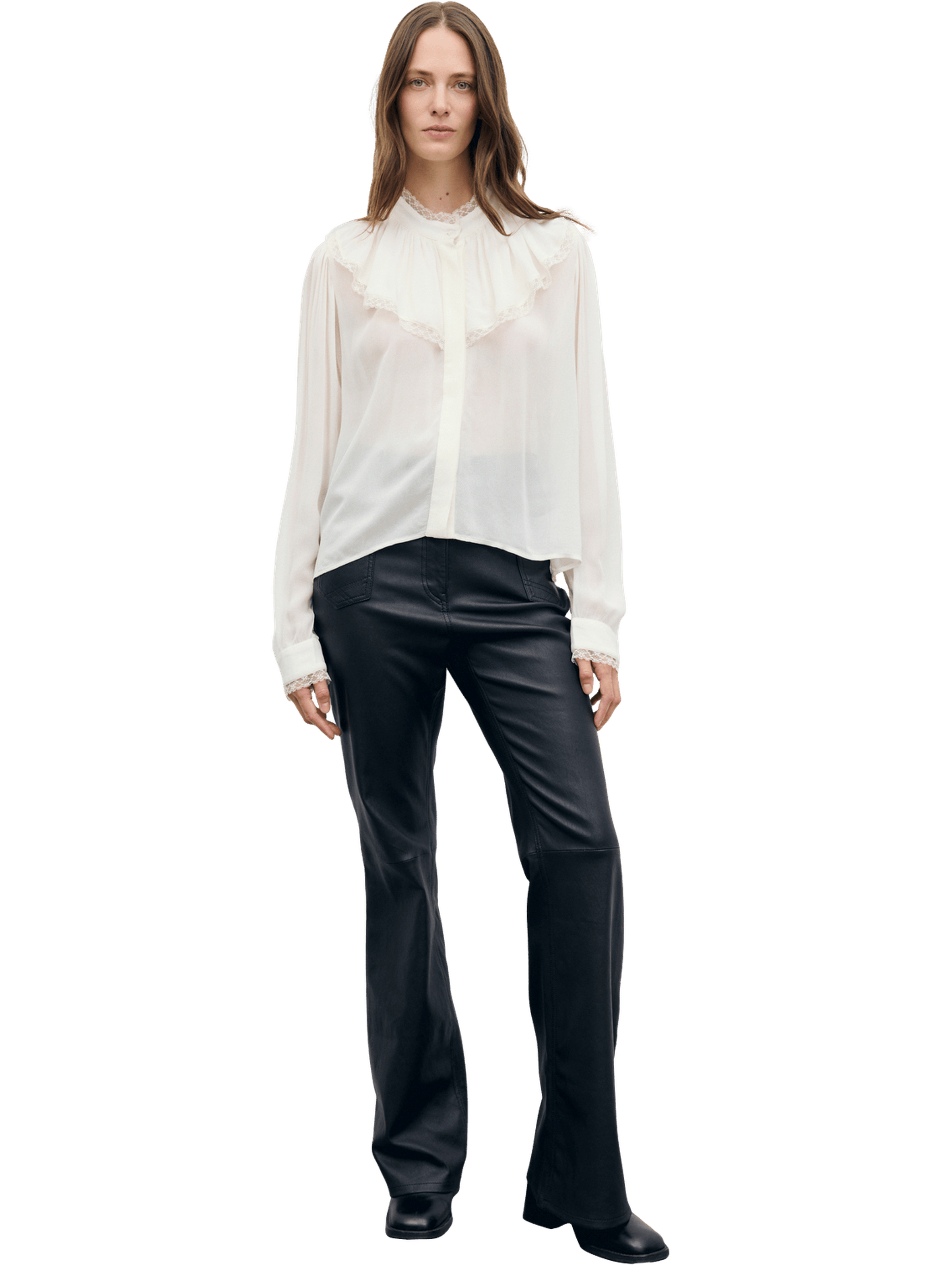 Chemise en crêpe à volants - lumina GERARD DAREL Beige