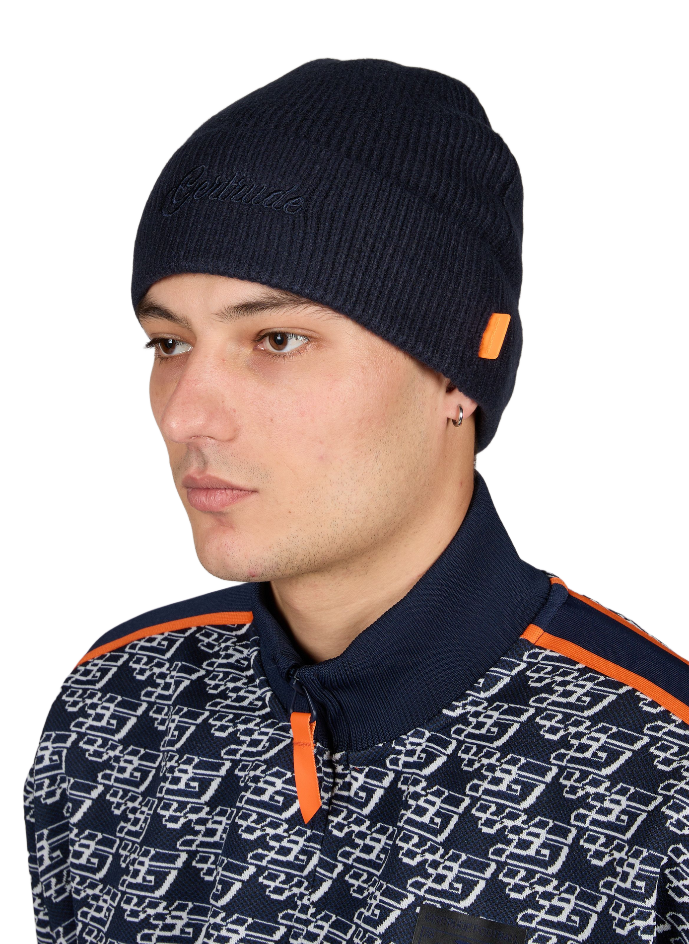 Jadden muts met logo in ribgebreide stof GERTRUDE Blauw