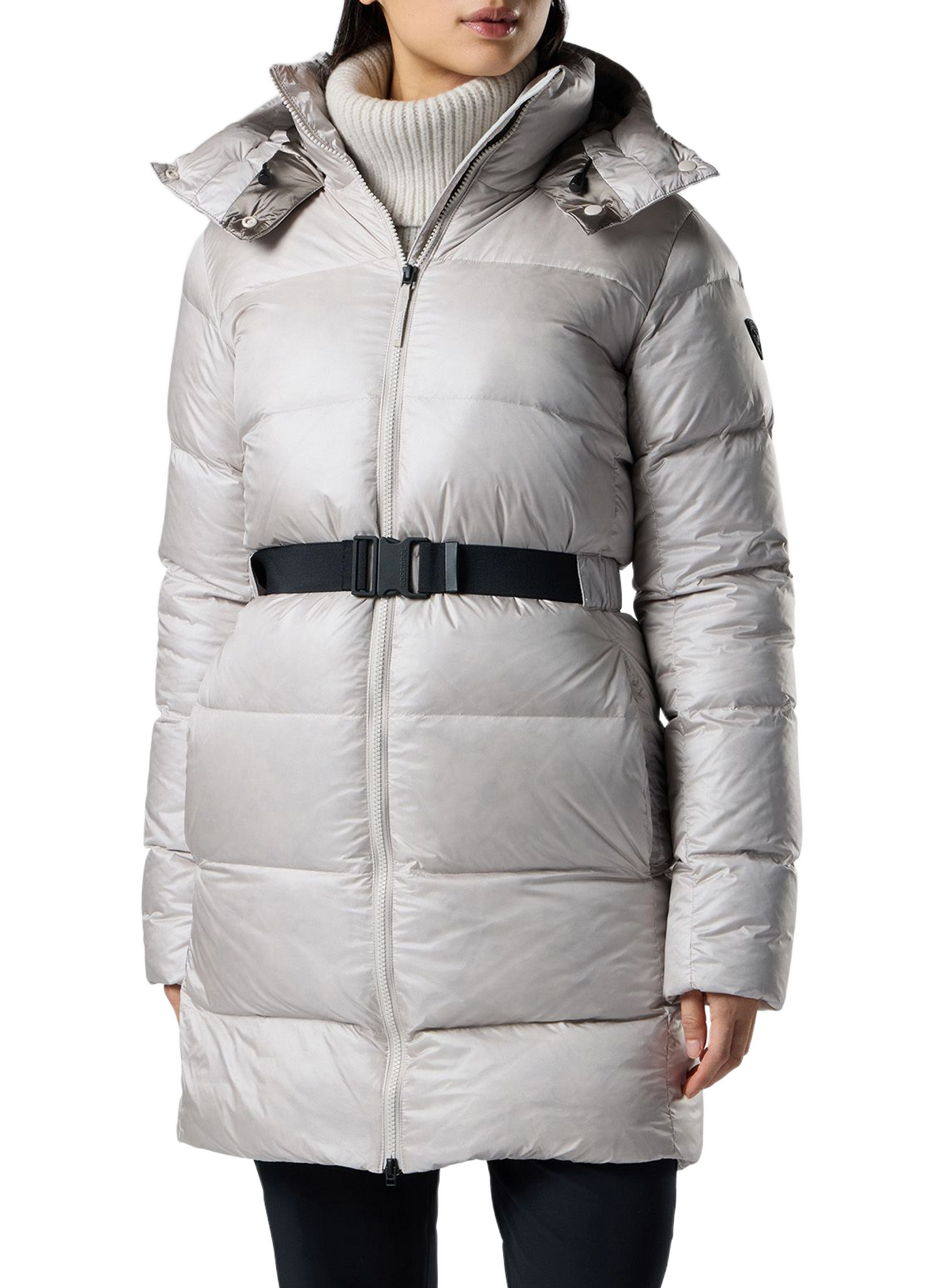 Gerade geschnittener Parka mit Kapuze und Gürtel ROSSIGNOL Grau