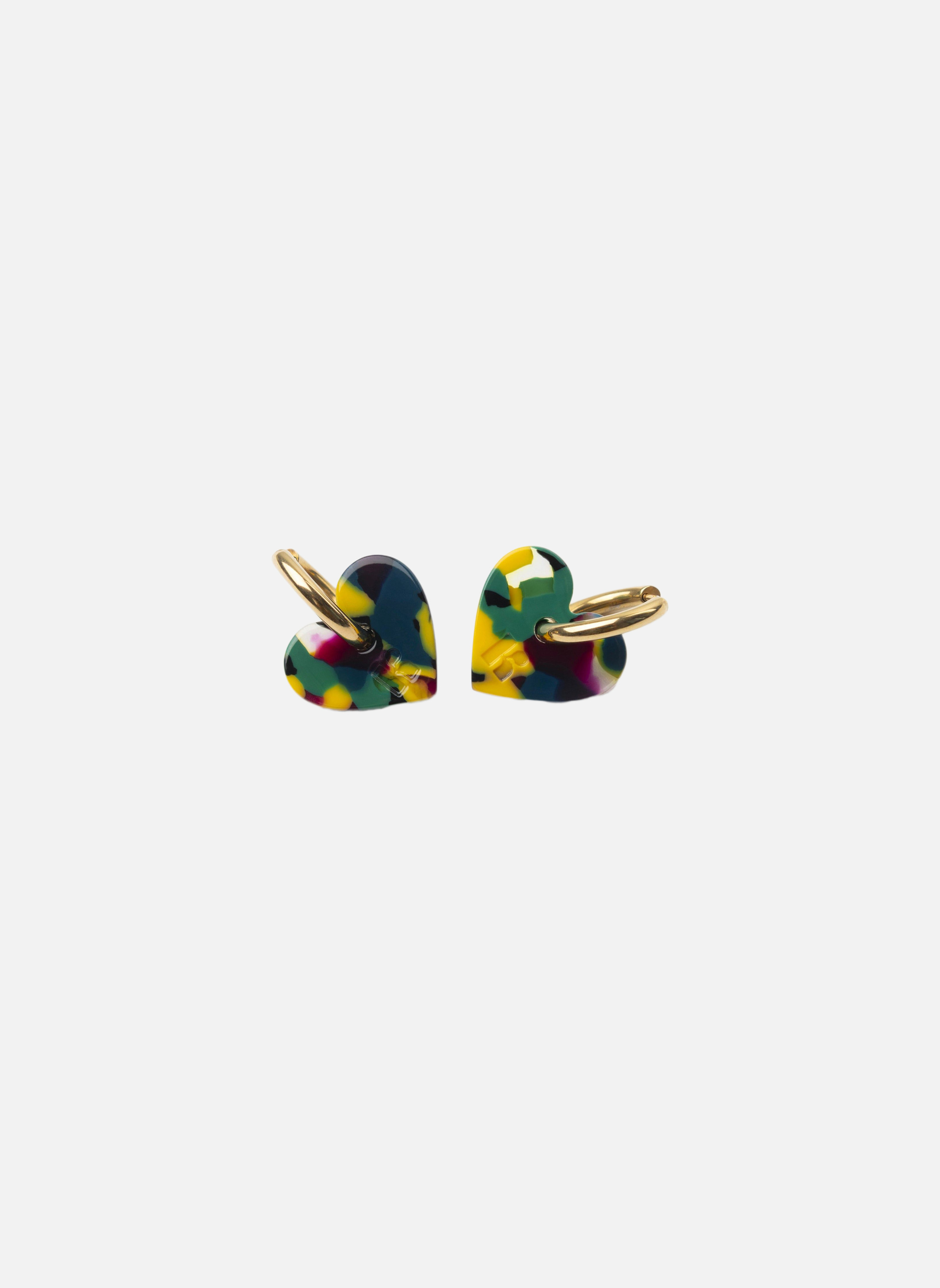 Boucles d'oreilles lova lova avec anneaux en acier inoxydable doré MulticoloreKURAGE GINZA