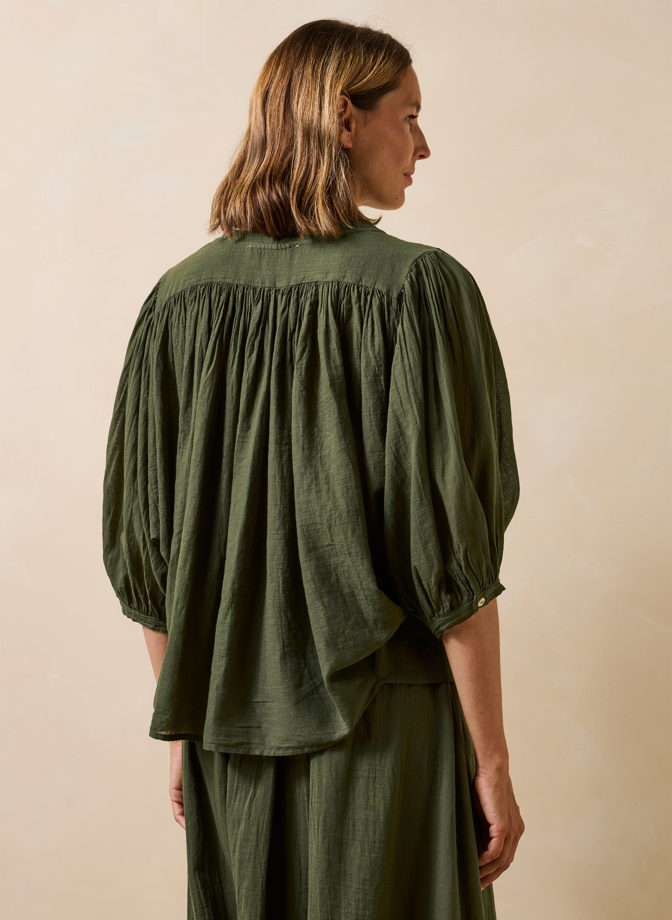 Oversized katoenen overhemd LA FEE MARABOUTEE Groen