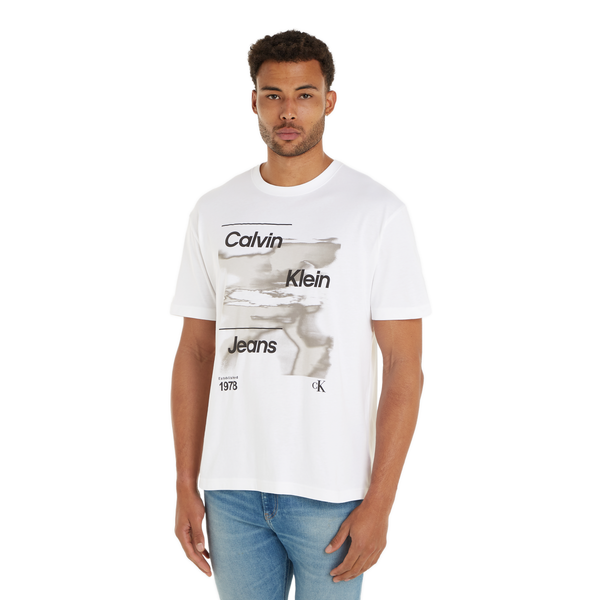 Calvin Klein Patchwork-effect Cotton T-shirt In White