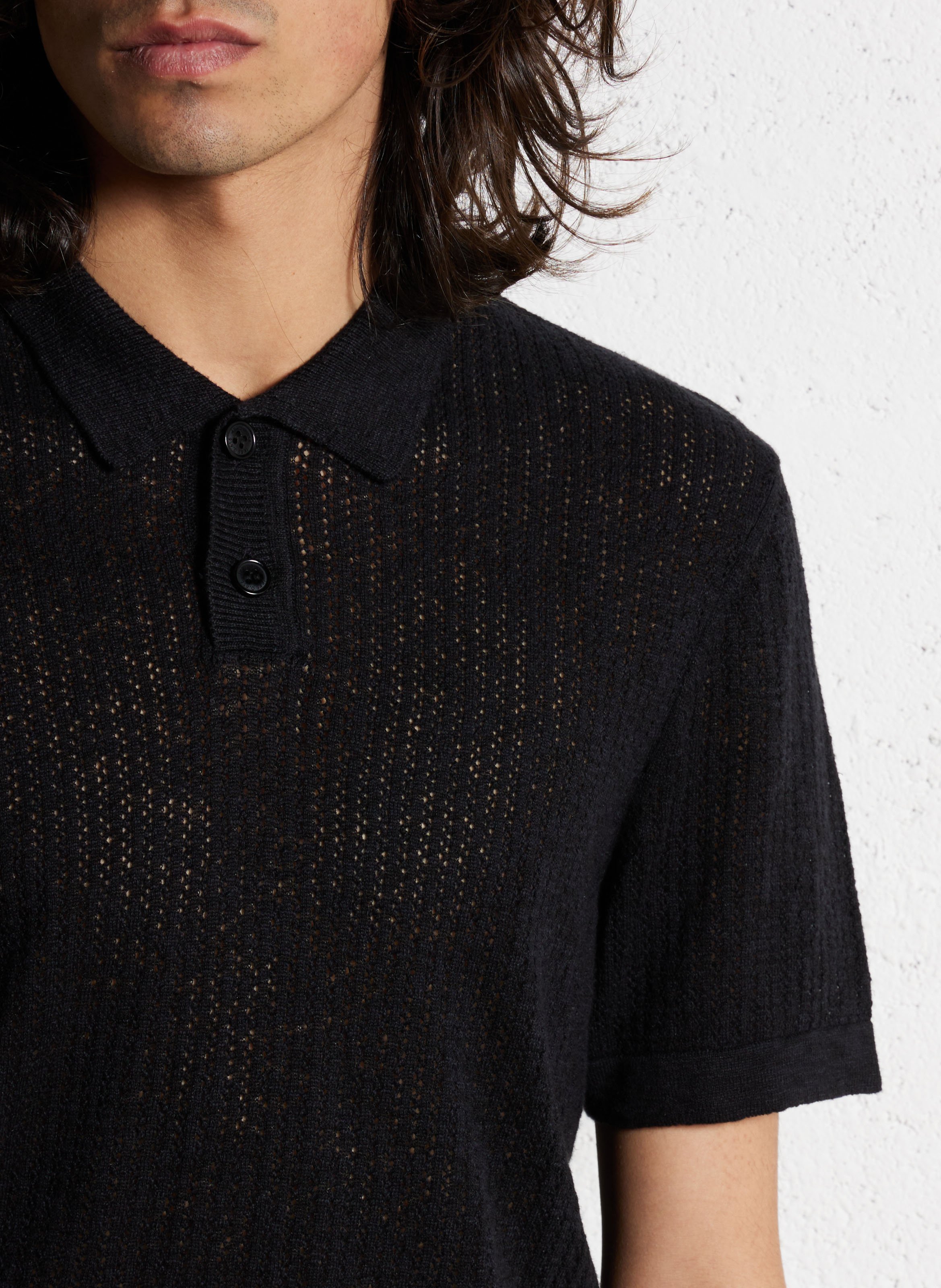 Polo en coton mélangé IKKS Noir