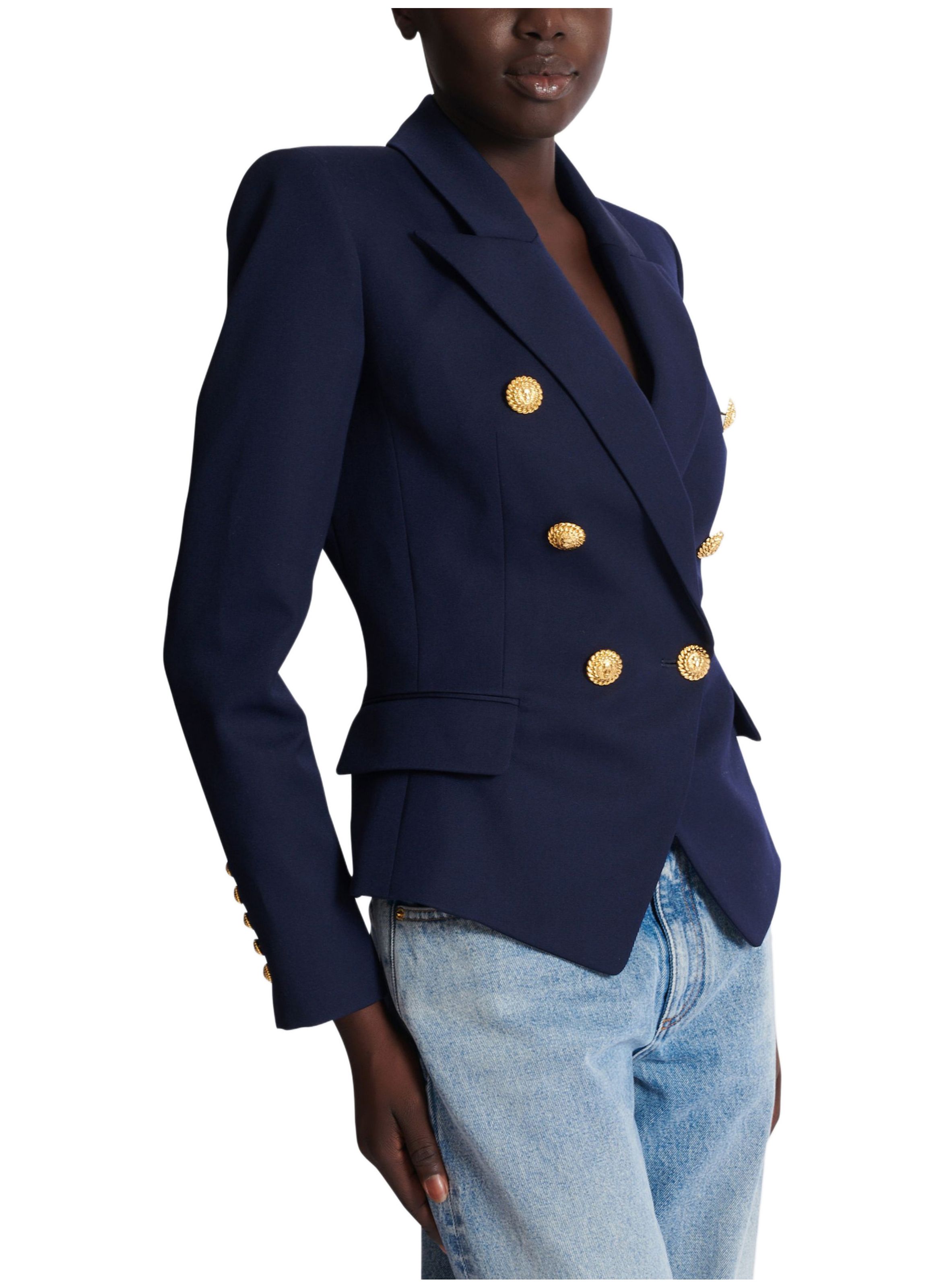 Veste 6 boutons ajustée en laine BALMAIN Bleu