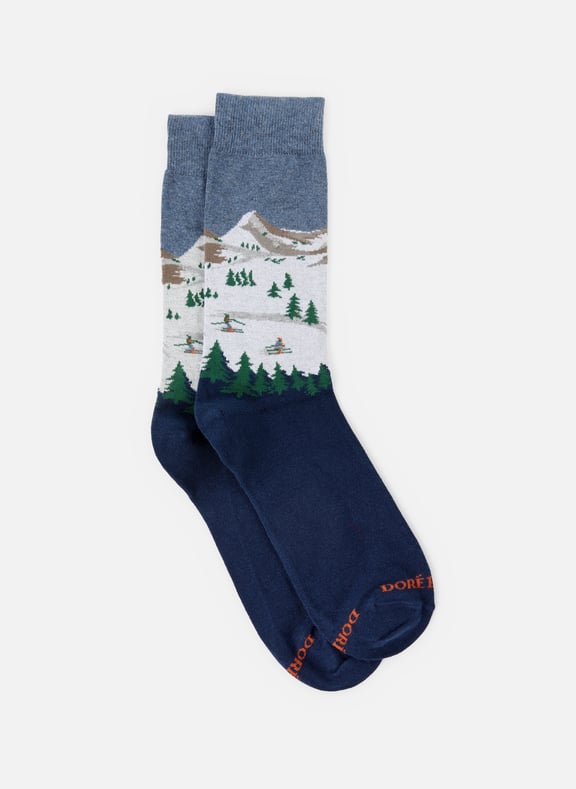 Mid-calf printed cotton socks Blue by DORÉ DORÉ DORÉ DORÉ Mid-calf printed cotton socks Blue