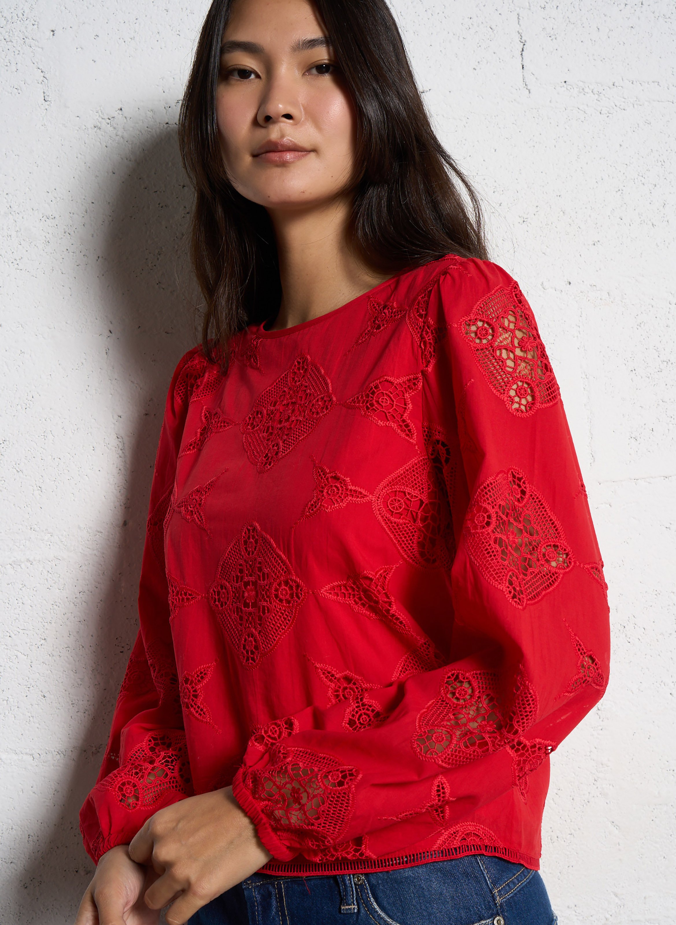 Blouse droite en coton mélangé palma MAISON 123 Rouge