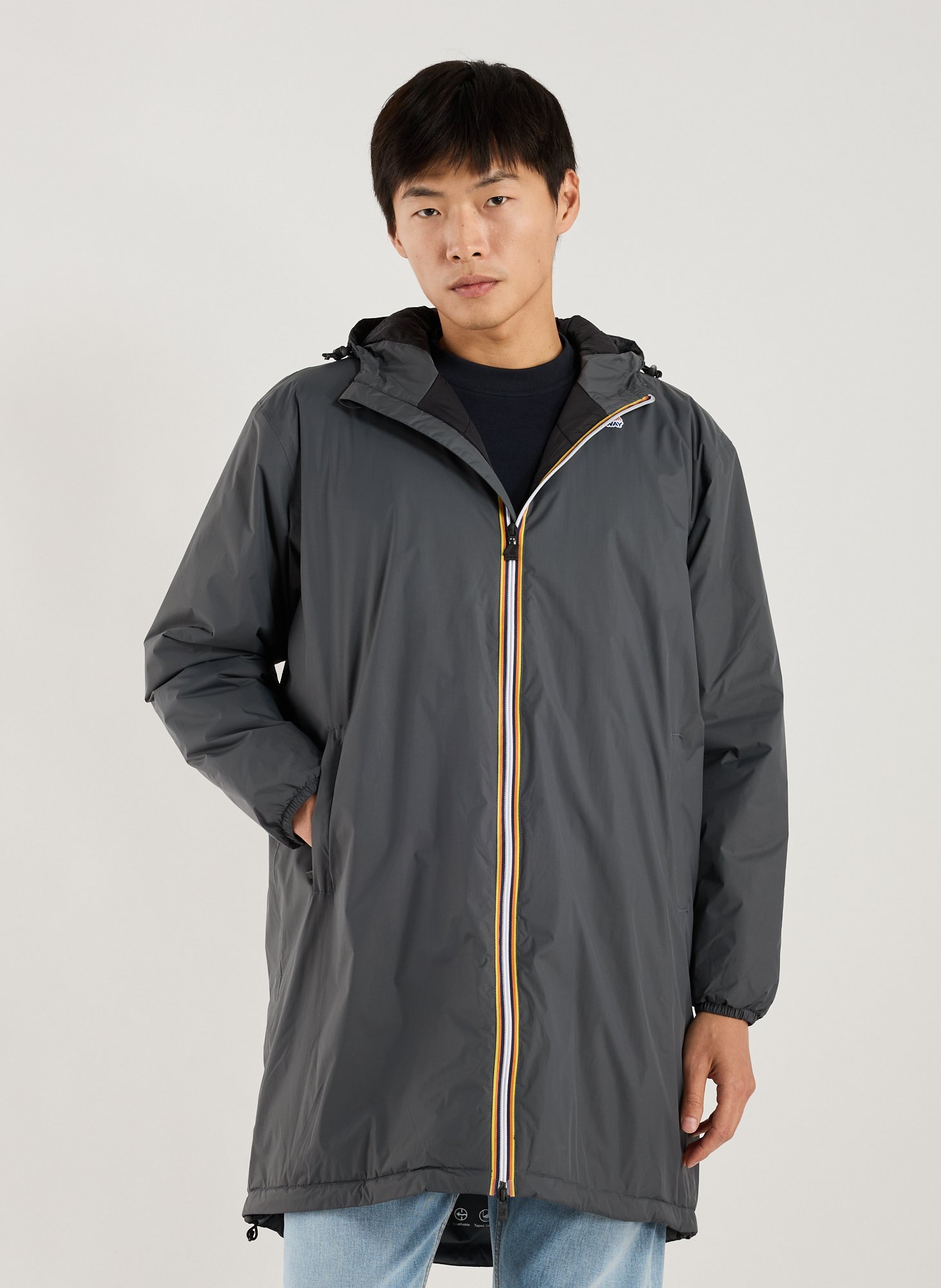 K-WAY Mid-length waterproof parka Grey