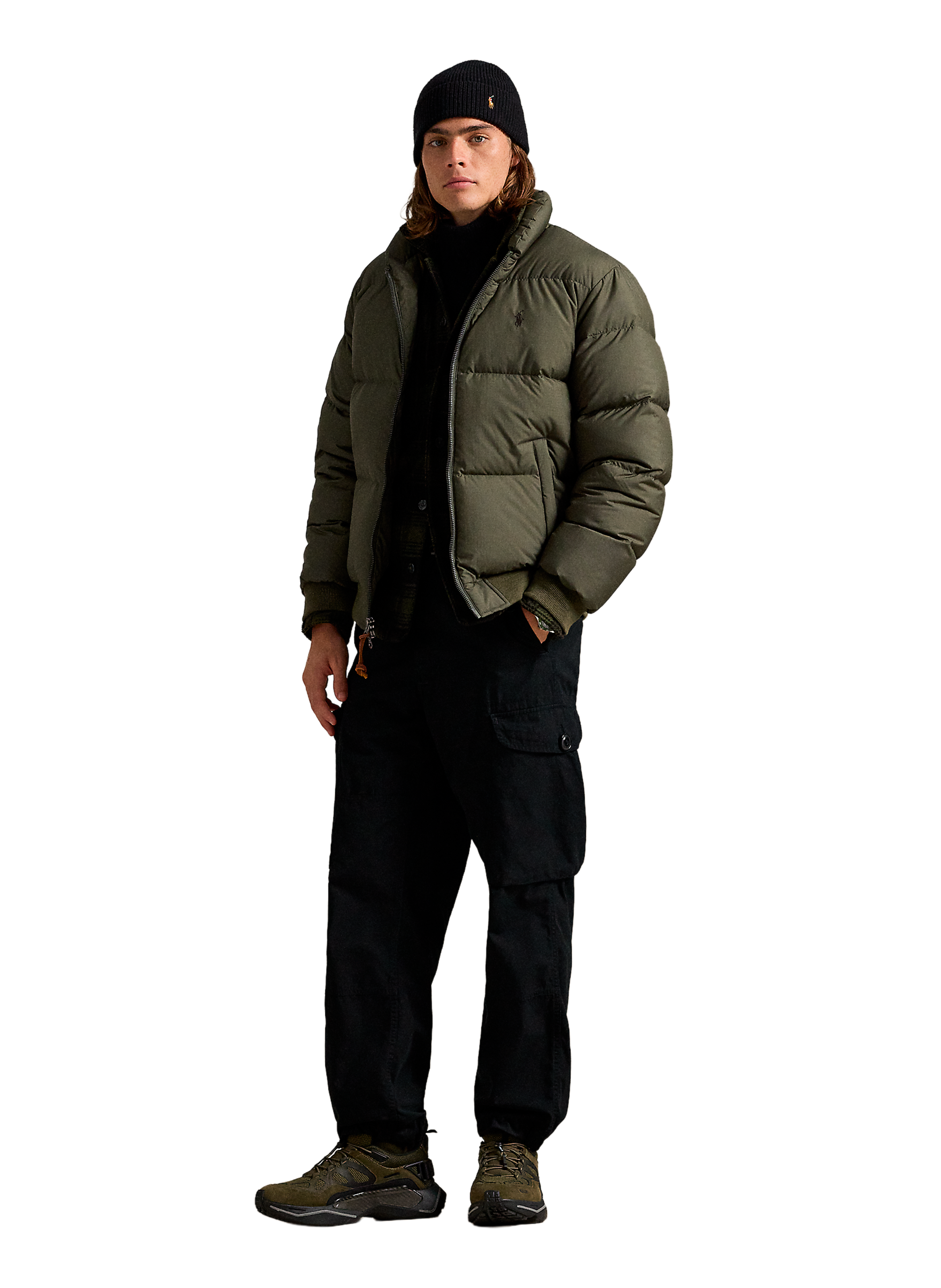 Down jacket with logo POLO RALPH LAUREN Green
