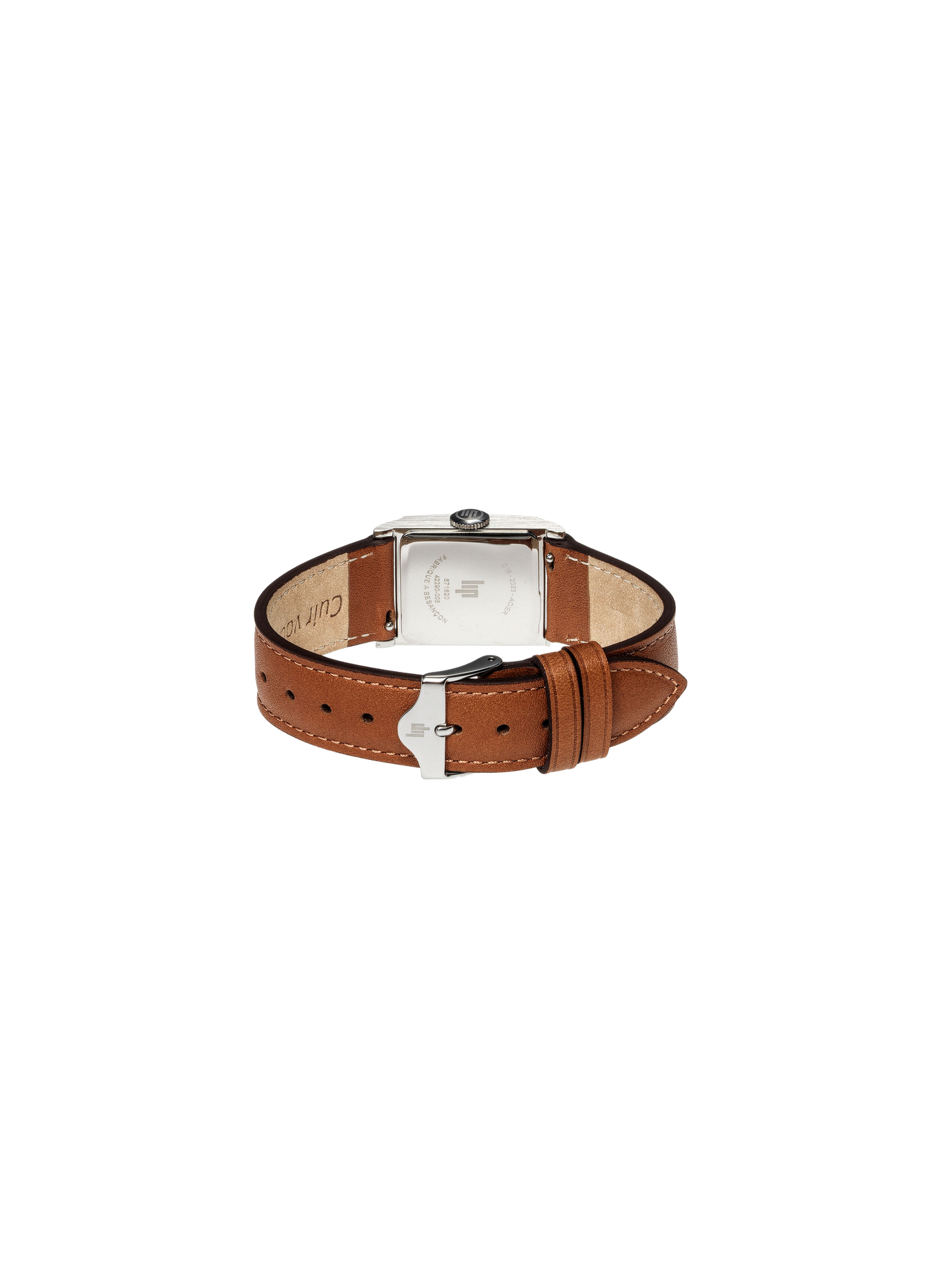 Montre carrée bracelet en cuir LIP Argent
