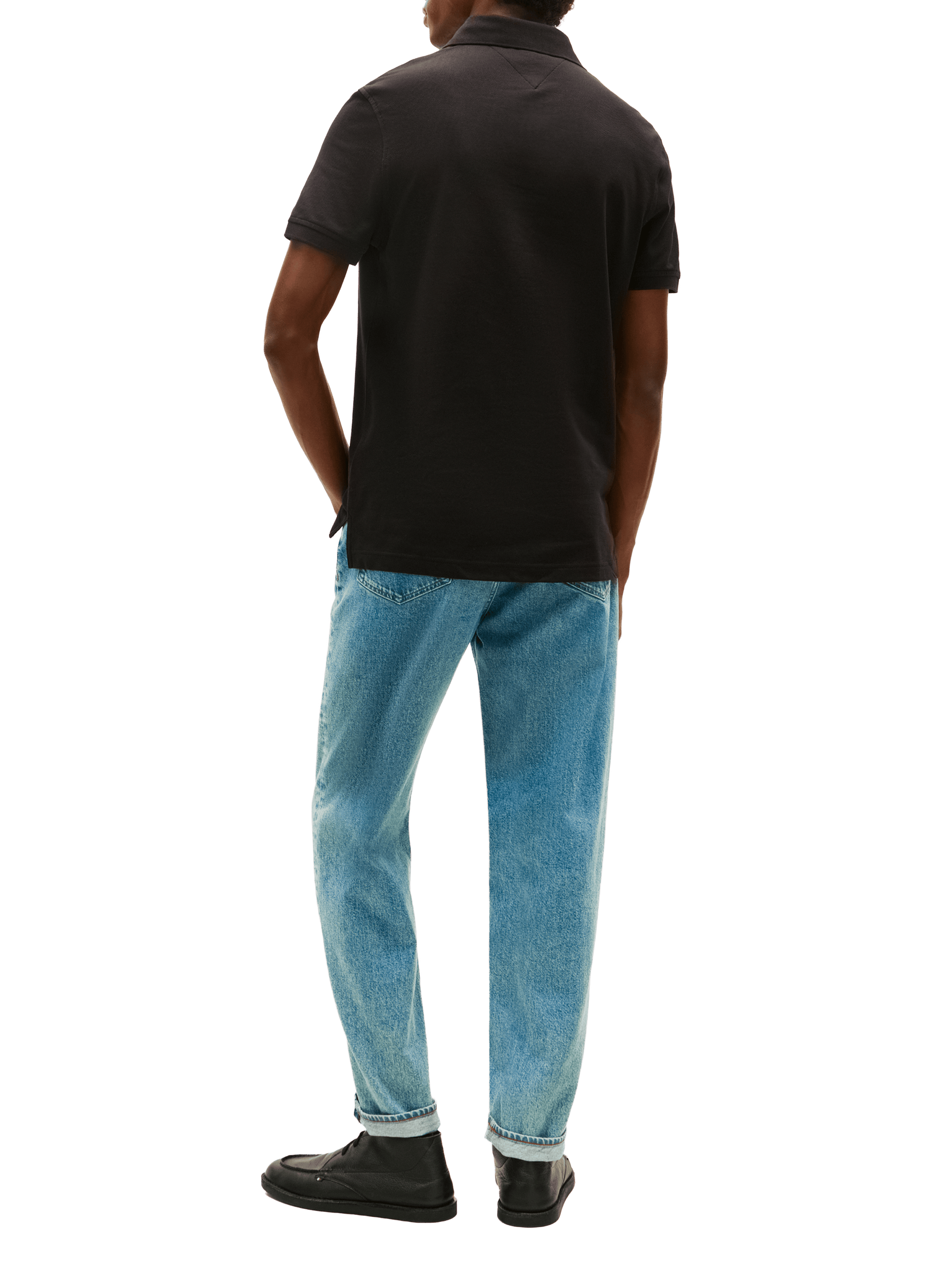 Straight-fit cotton piqué shirt TOMMY HILFIGER Black