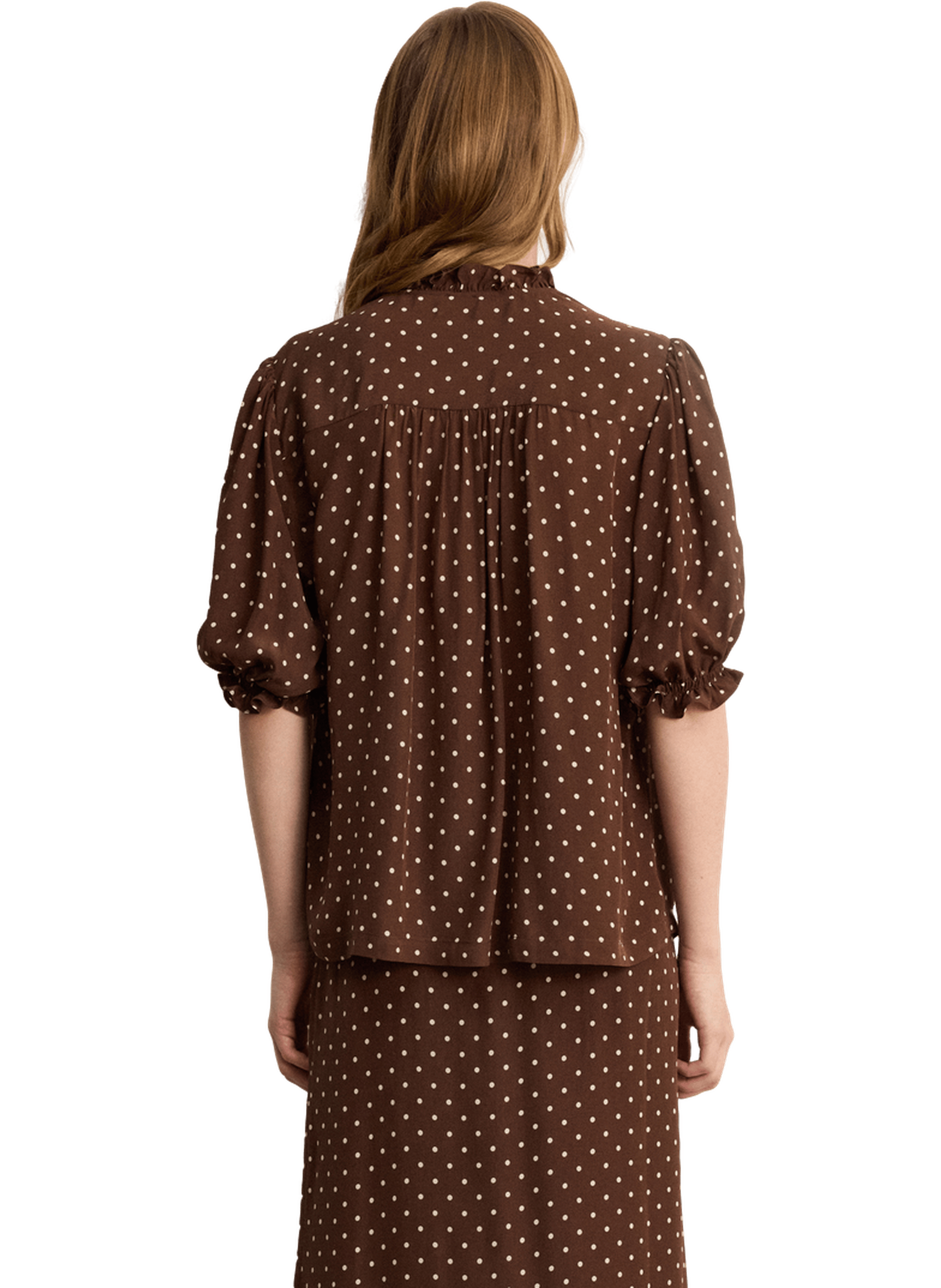 Chemise à pois et volants - caliee PABLO Marron