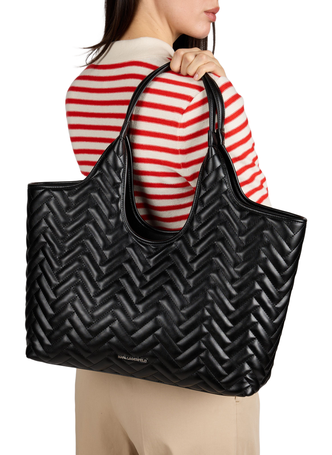 Quilted tote bag K/Brick KARL LAGERFELD Black