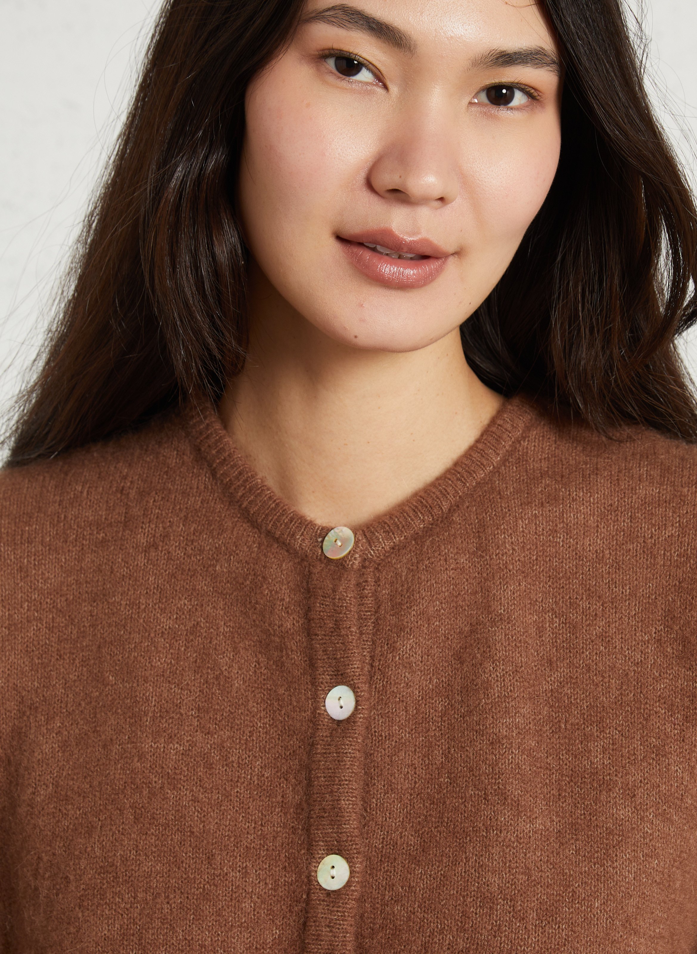 Gilet ample col rond en laine mélangée vitow AMERICAN VINTAGE Marron