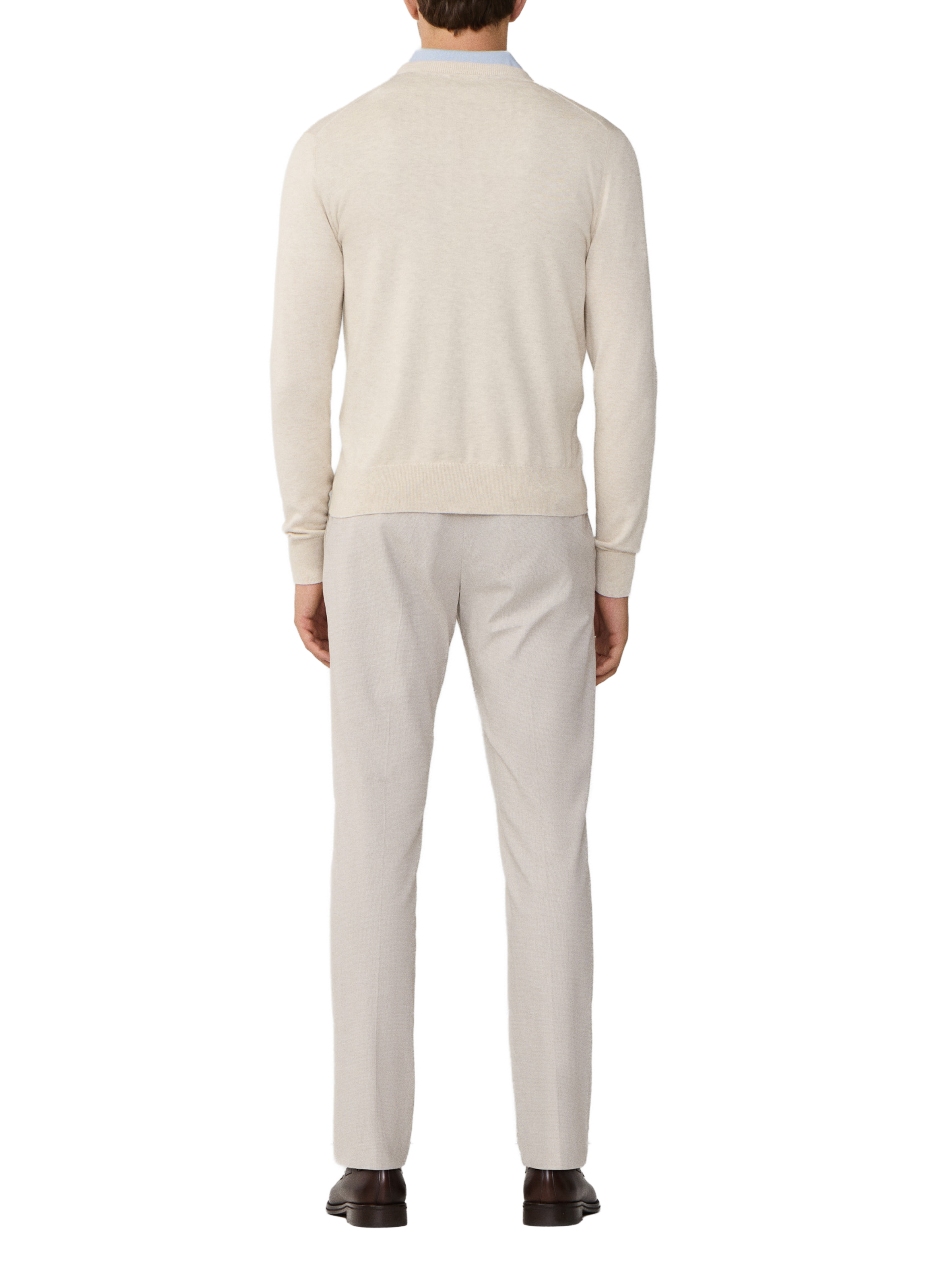 Round neck sweater in cotton and silk HACKETT Beige